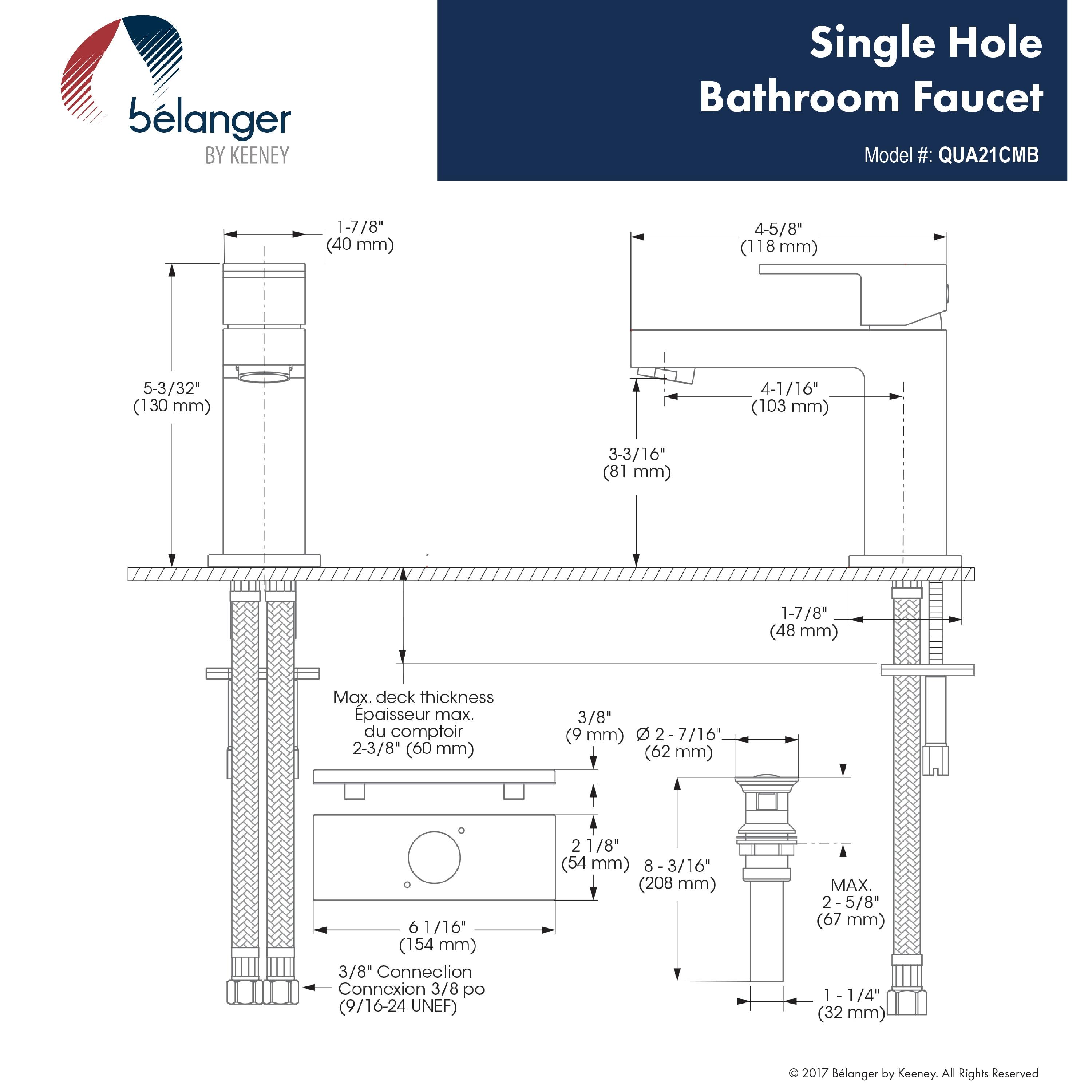 Quadrato Single-Hole Single-handle Bathroom Faucet with Drain Assembly