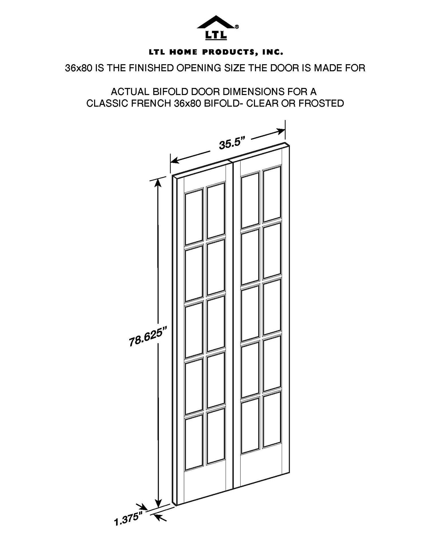 American Wood 852730 36 x 80 in. 10-Lite Traditional Divided Bifold Door, Unfinished Pine