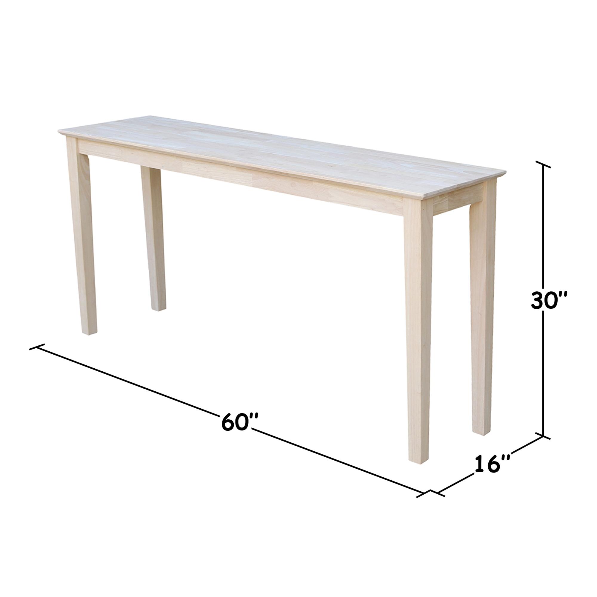 International Concepts 60" Shaker Table Unfinished: Hardwood Entryway Furniture, Spot Clean