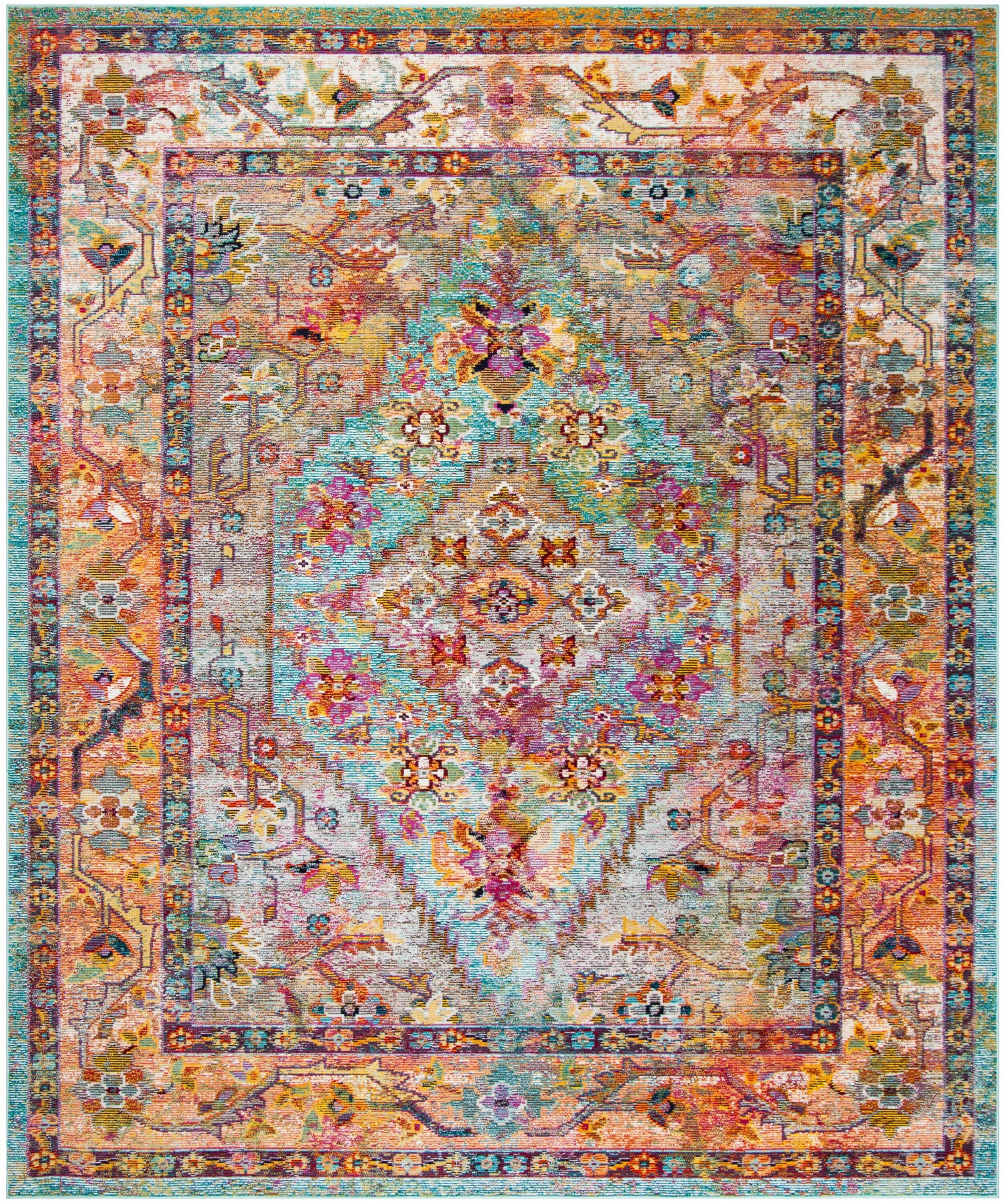 Crystal CRS507 Power Loomed Area Rug - Light Blue/Orange - 8'x10' - Safavieh.