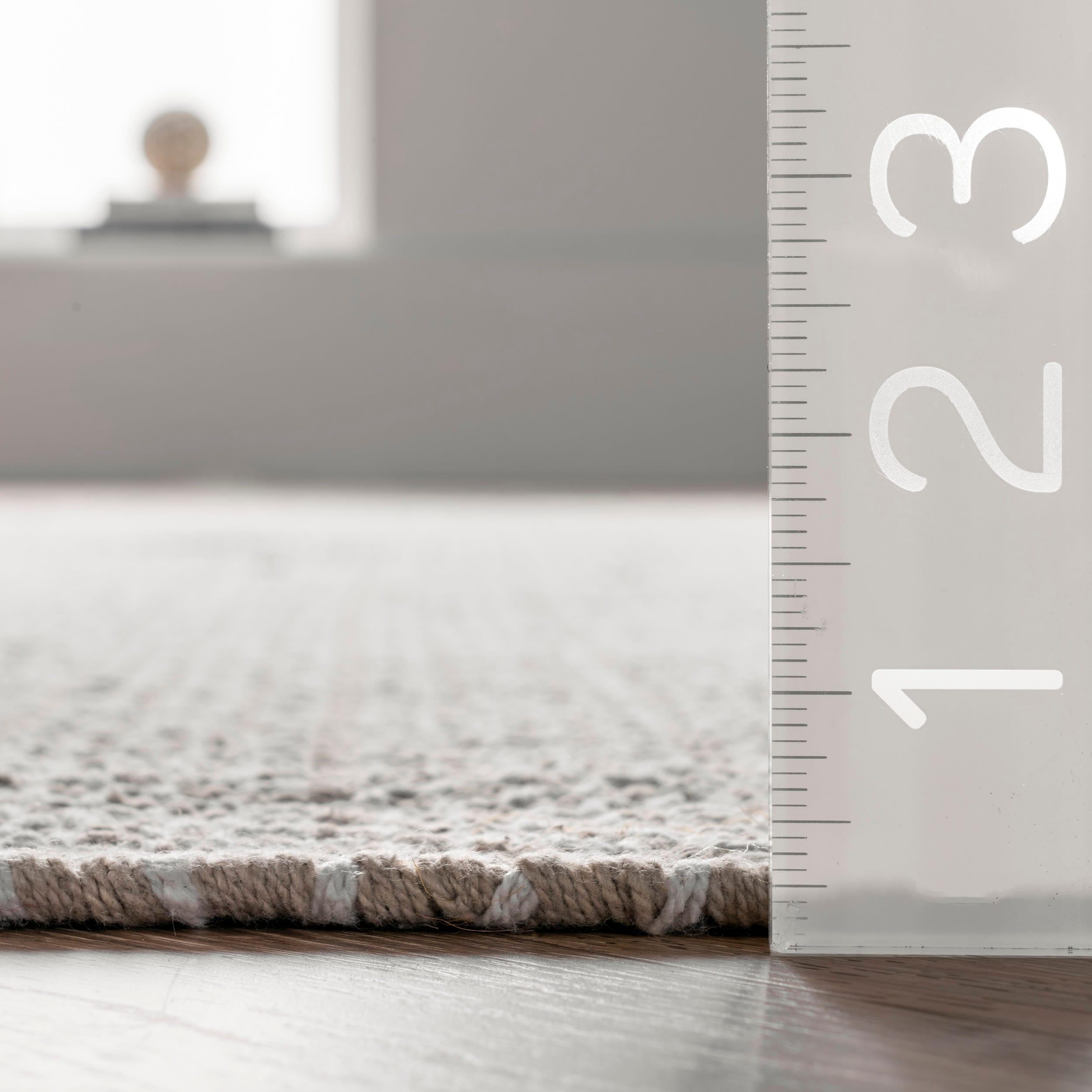 6'x9' Cotton Hand Loomed Lorretta Area Rug Taupe - nuLOOM: Modern Flat Pile Rectangle, Indoor Use, Canvas Backing