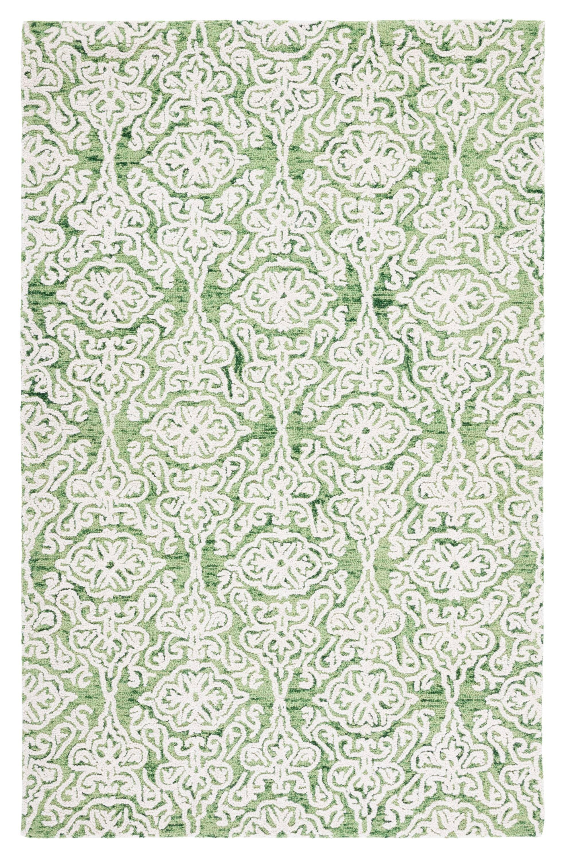 Blossom BLM112 Hand Tufted Indoor Area Rug - Green/Ivory - 8'x10' - Safavieh