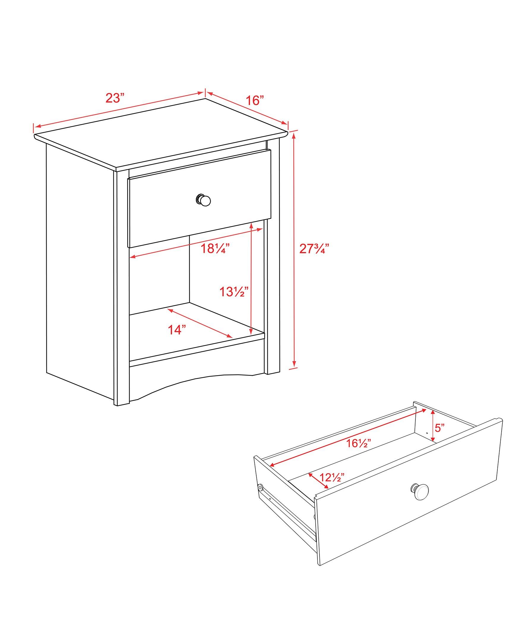Fremont Nightstand Espresso - Prepac: Wood Composite Bedside Table with Drawer, 5 Year Warranty