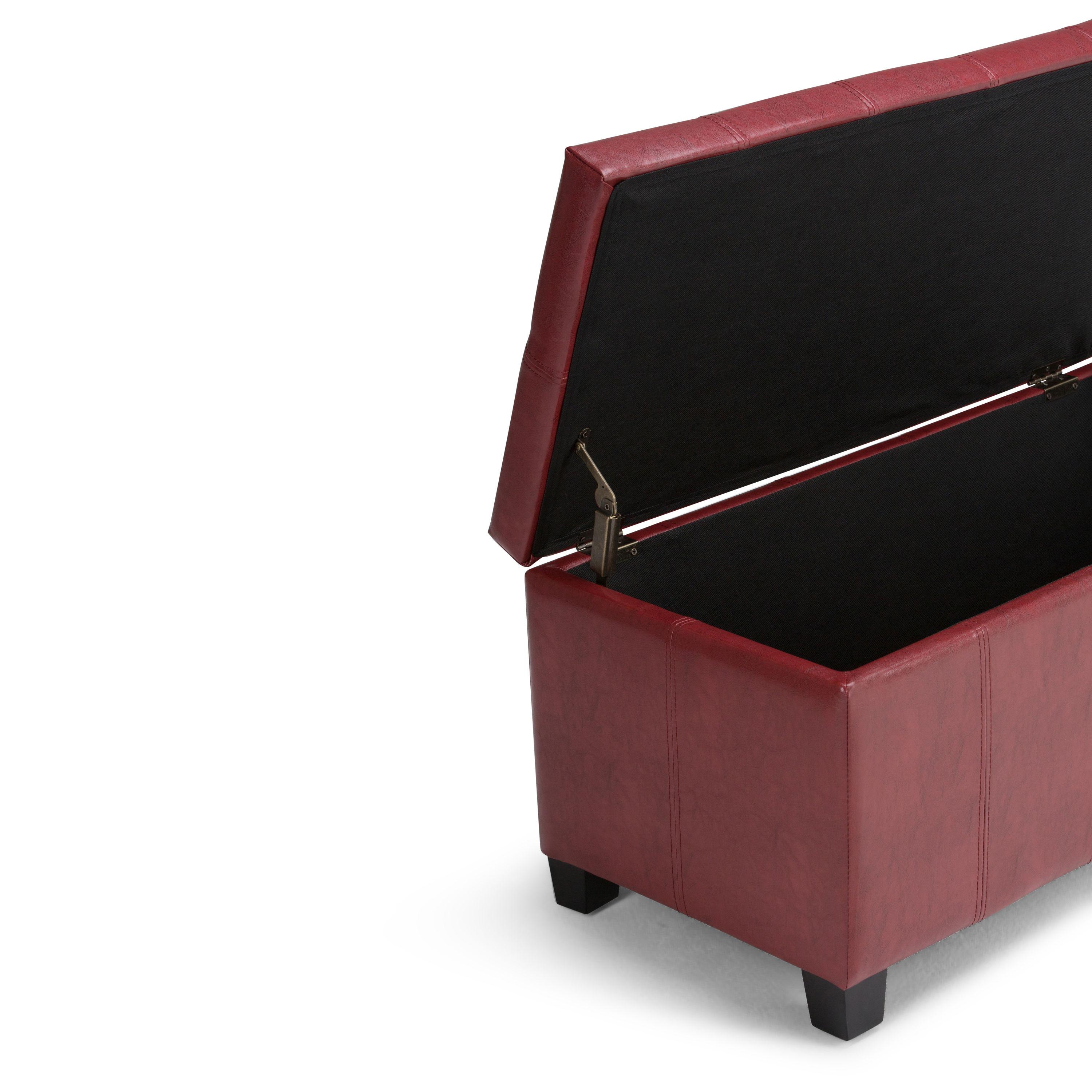 NicBex Faux Leather Storage Ottoman Bench,Upholstered Storage Ottoman with Stitched Design,Modern Storage Bench for Living Room,Bedroom,Red