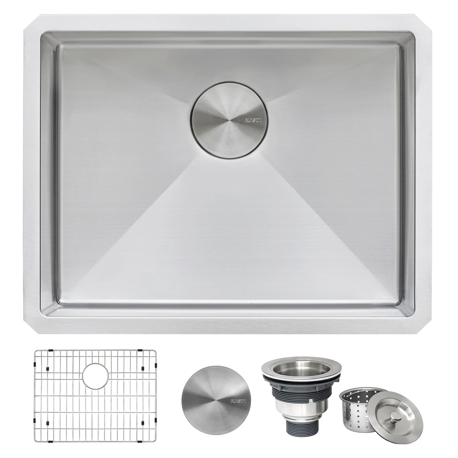 Ruvati 23" x 18" x 12" Deep Laundry Utility Sink Rounded Corners Undermount Stainless Steel