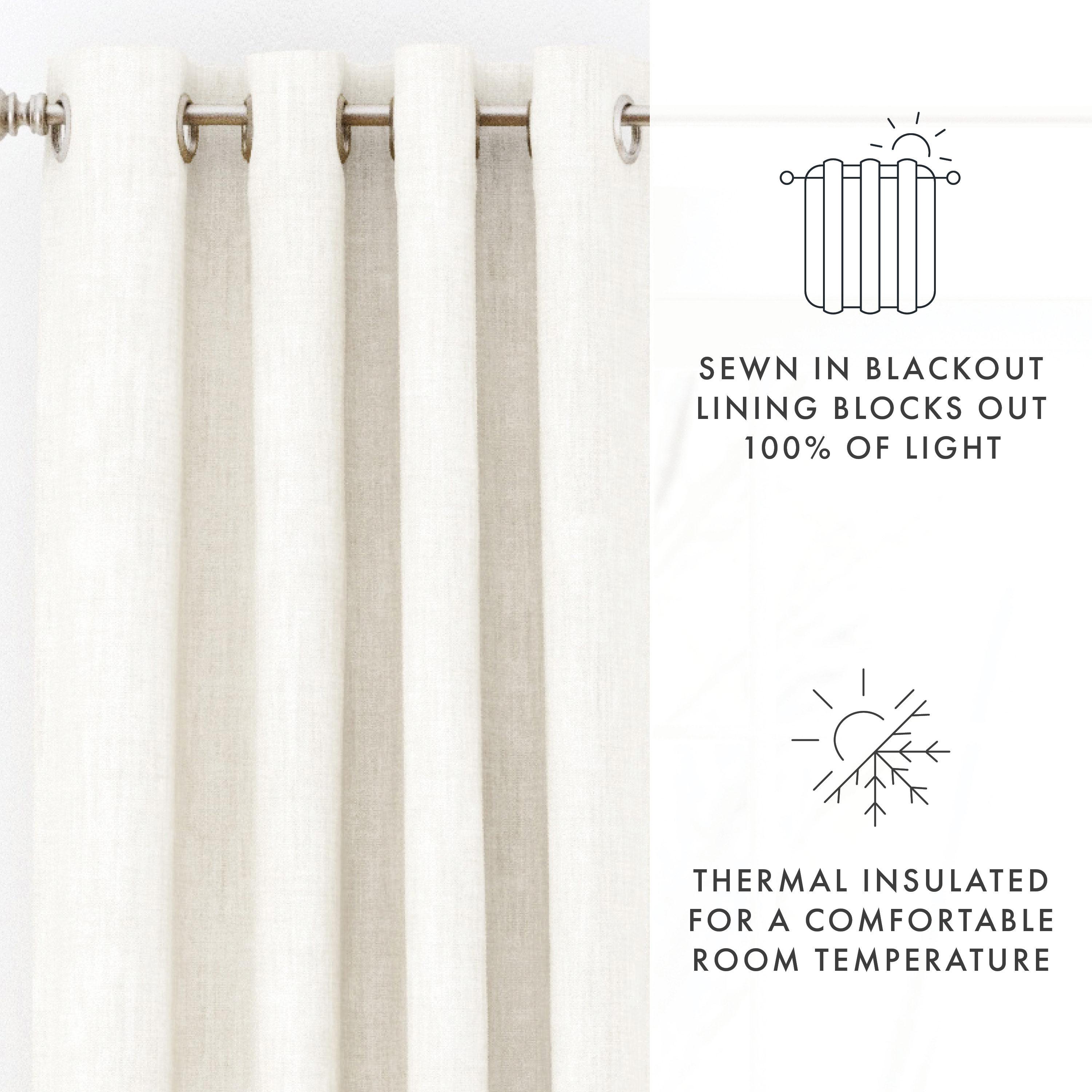 Noble Linens Ivory Linen Blend Energy Saving Grommet Curtain Panel, 50" x 84" 2 Panels