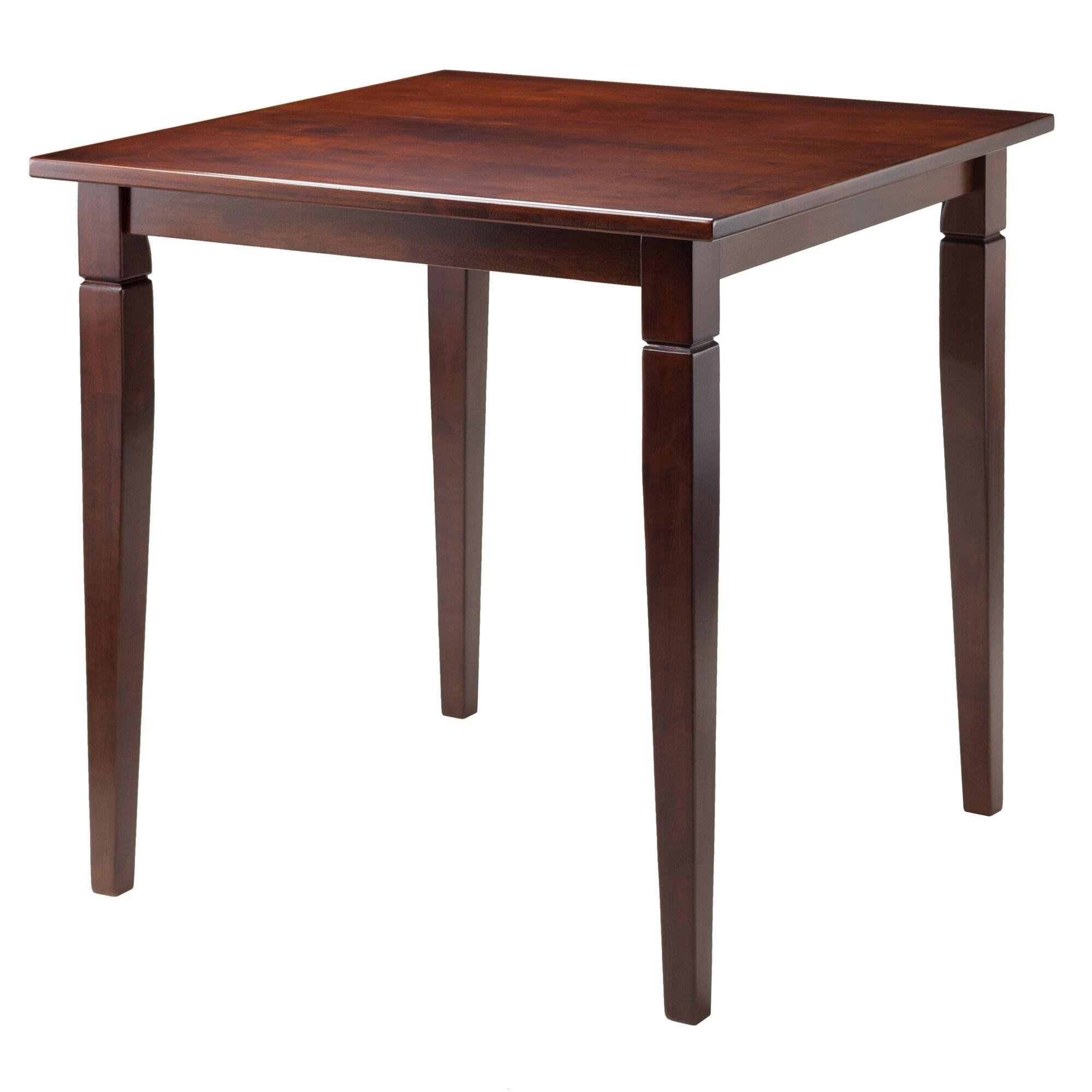 Winsome Kingsgate Dining Table Routed with Tapered Leg Walnut: Hardwood Square Kitchen Table for 4, Modern Style