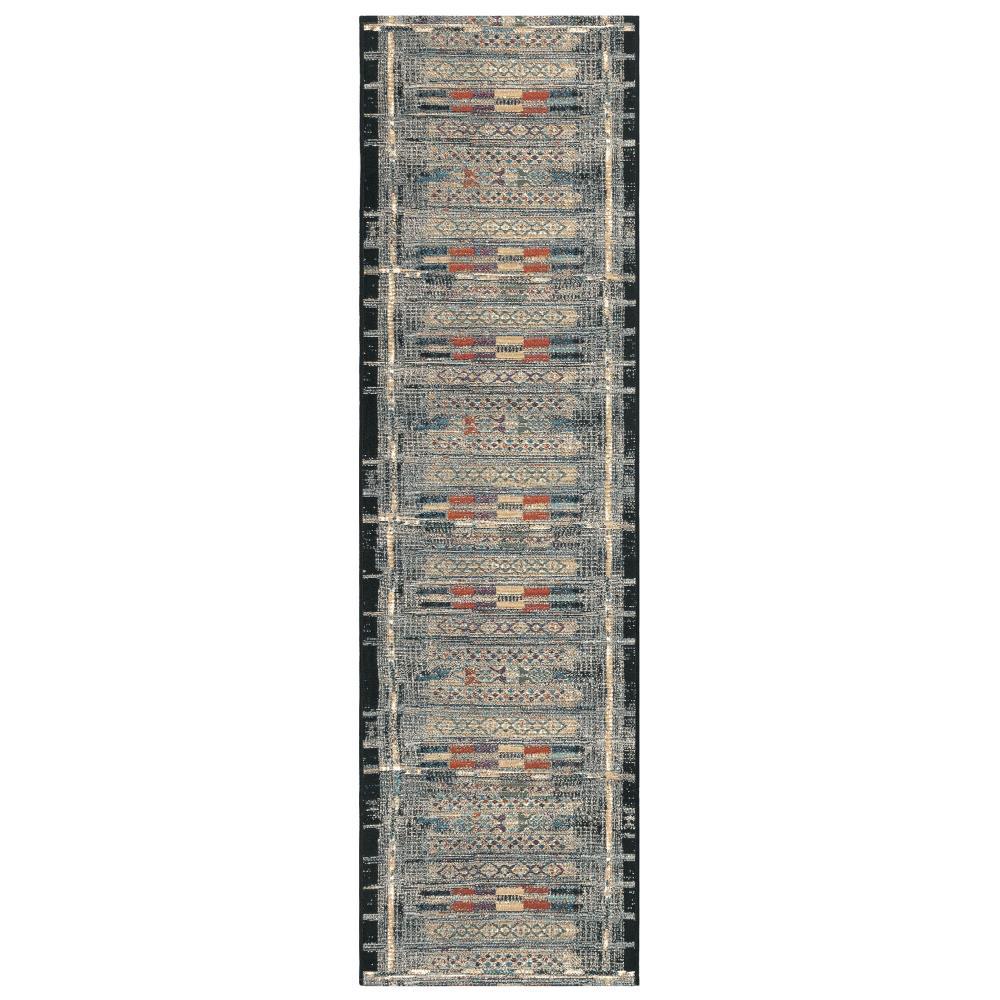 Liora Manne Marina Stripe Indoor/Outdoor Rug Black 1'11" x 7'6"