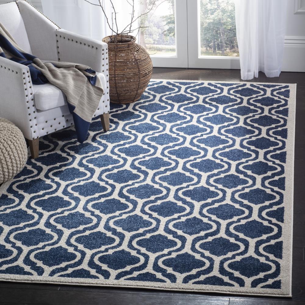 Amherst AMT402 Power Loomed Area Rug - Navy/Beige - 8'9"x11'9" - Safavieh.