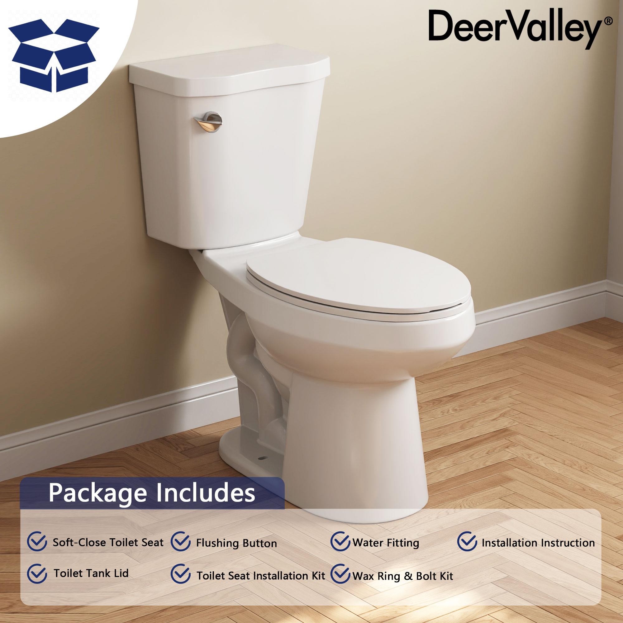 DeerValley Dynasty Elongated Toilet Two-Piece Toilets, ADA Height 17.5" Comfort Chair Height Toilet Bowl With Soft Close Seat