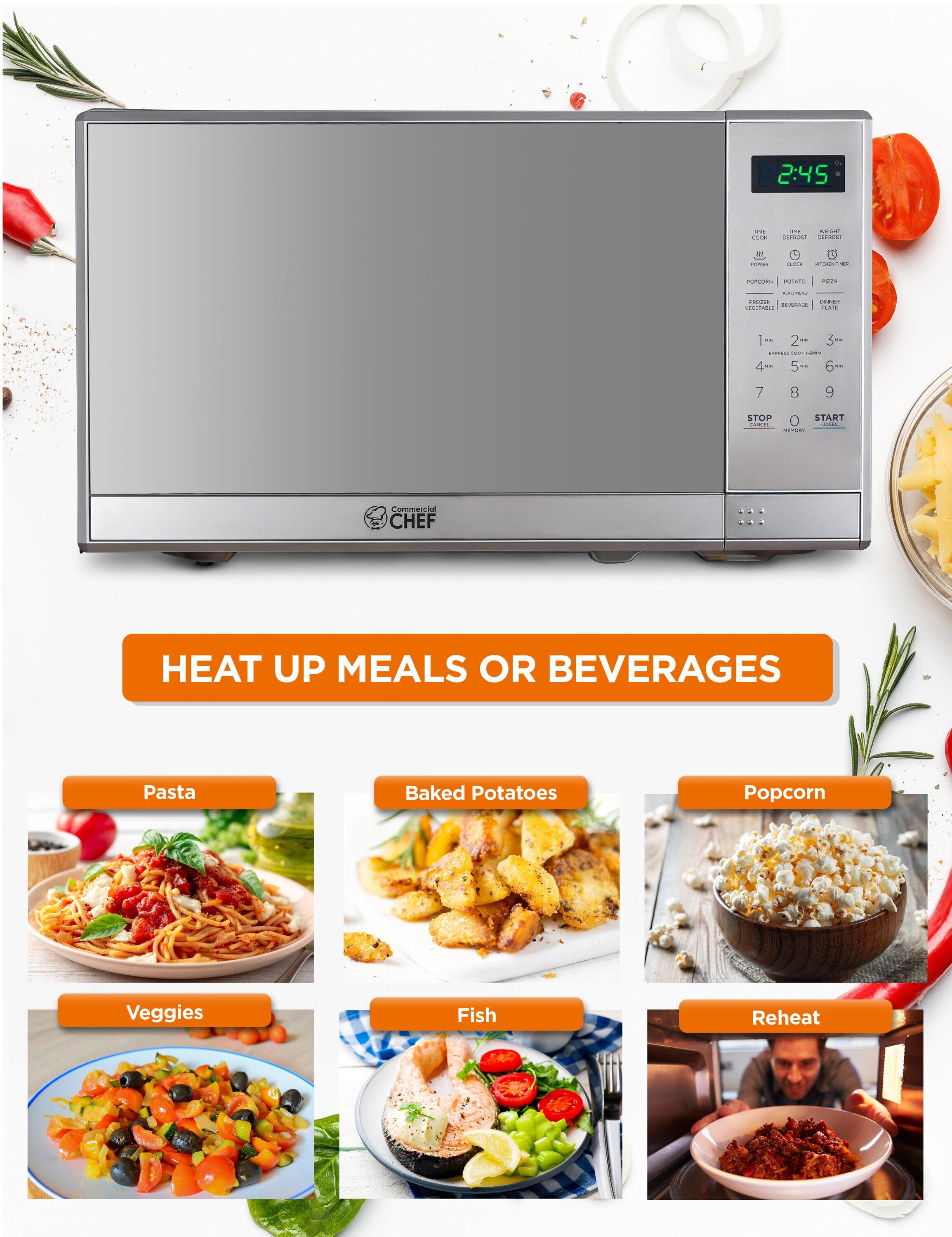 COMMERCIAL CHEF Countertop Microwave Oven 0.7 Cu. Ft. 700W, Stainless Steel
