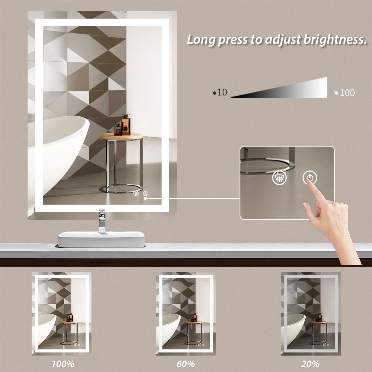 Keonjinn 84 x 32 Inch LED Bathroom Mirror with Lights 3 Color Temperature Frontlit Oversized Vanity Mirror Wall Mounted Anti-Fog, UL Listed LED Driver, Tempered Glass Dimmable Lighted Bathroom Mirror