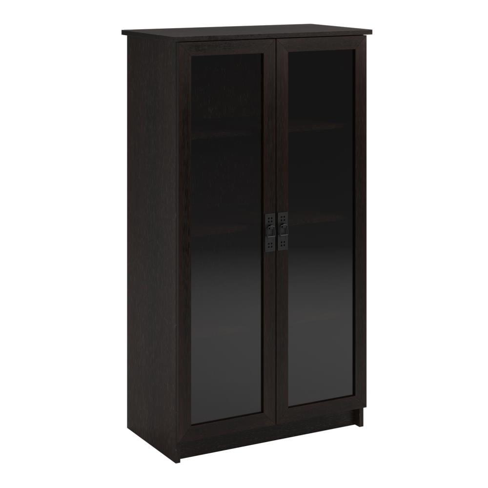 Ameriwood Home Quinton Point Black Composite 4 -Shelf Bookcase with Doors ( 29.56-in W x 53.25-in H x 15.625-in D ) Finished