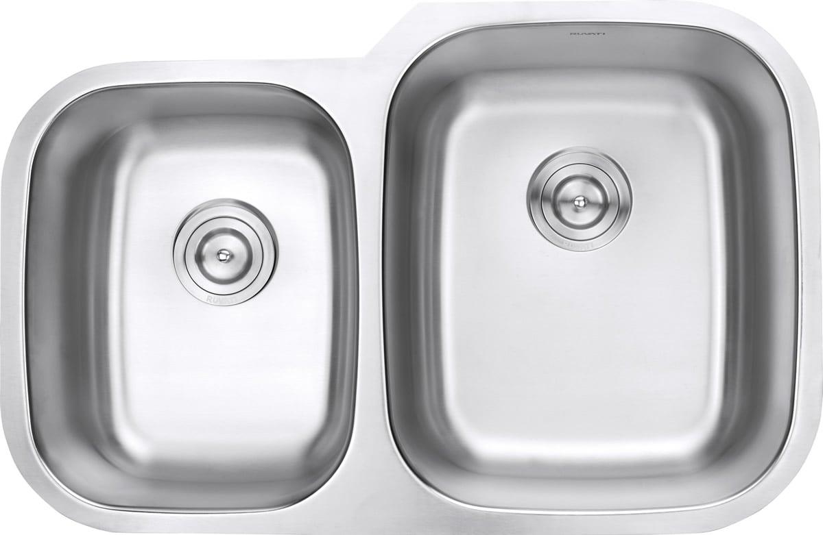 Ruvati 32-inch Undermount 40/60 Double Bowl 16 Gauge Stainless Steel Kitchen Sink