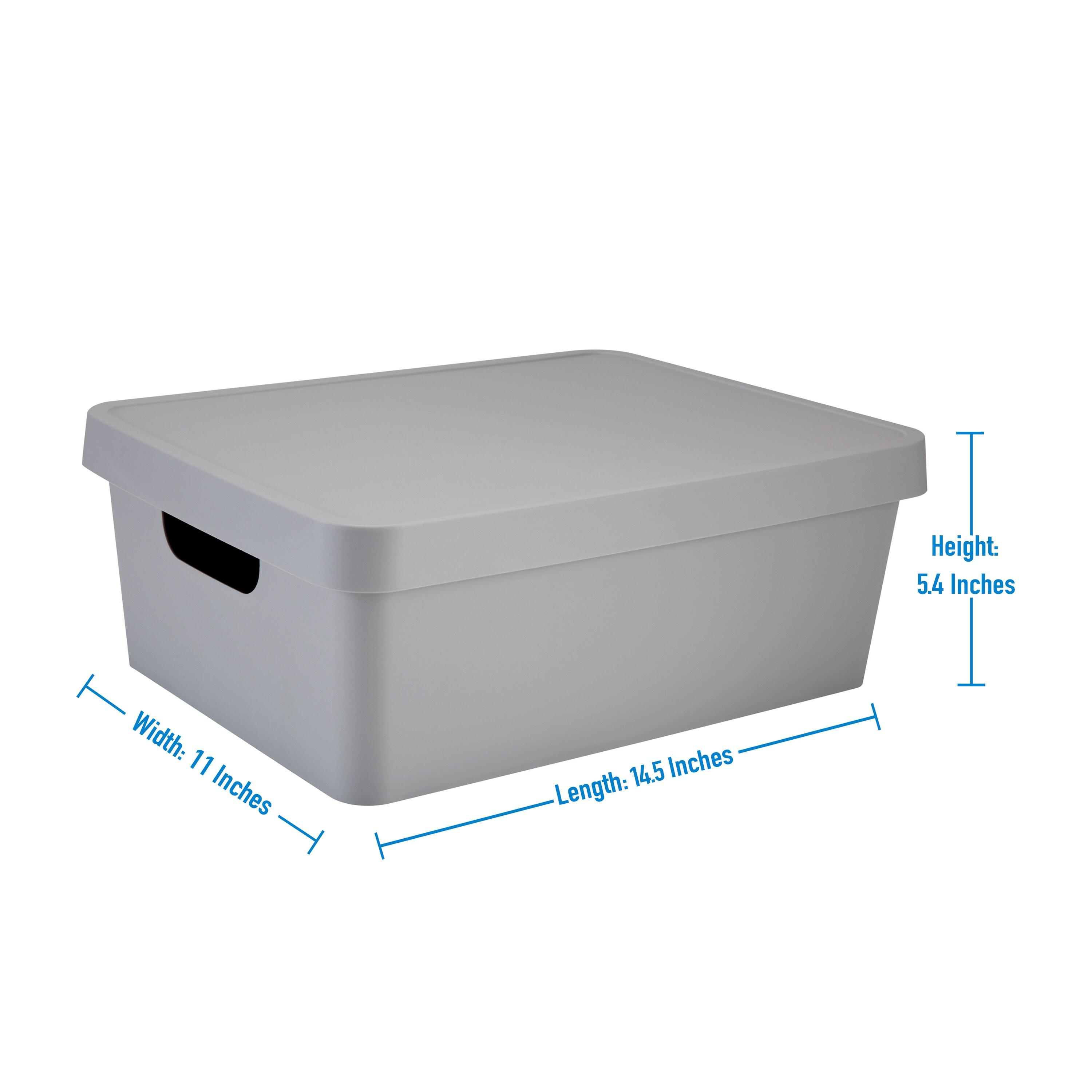Simplify Medium Vinto Plastic Storage Box with Lid, Grey