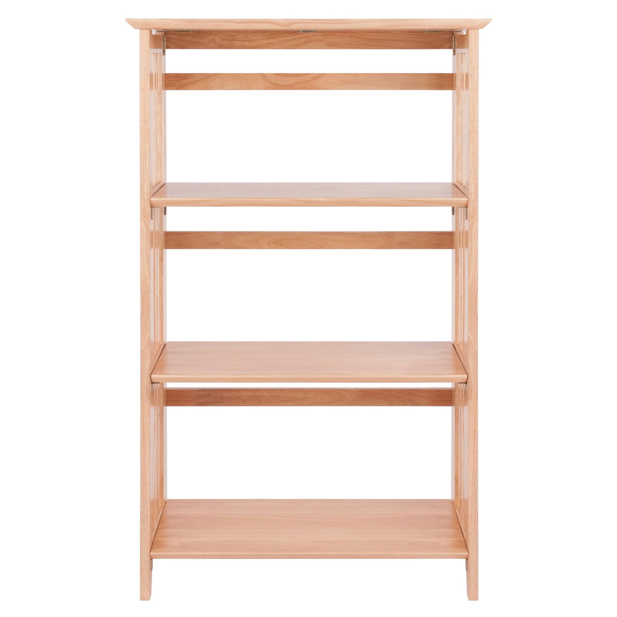 42" 4 Tier Foldable Bookshelf Natural - Winsome: Beech Wood, Slatted-Side, Home Office Storage