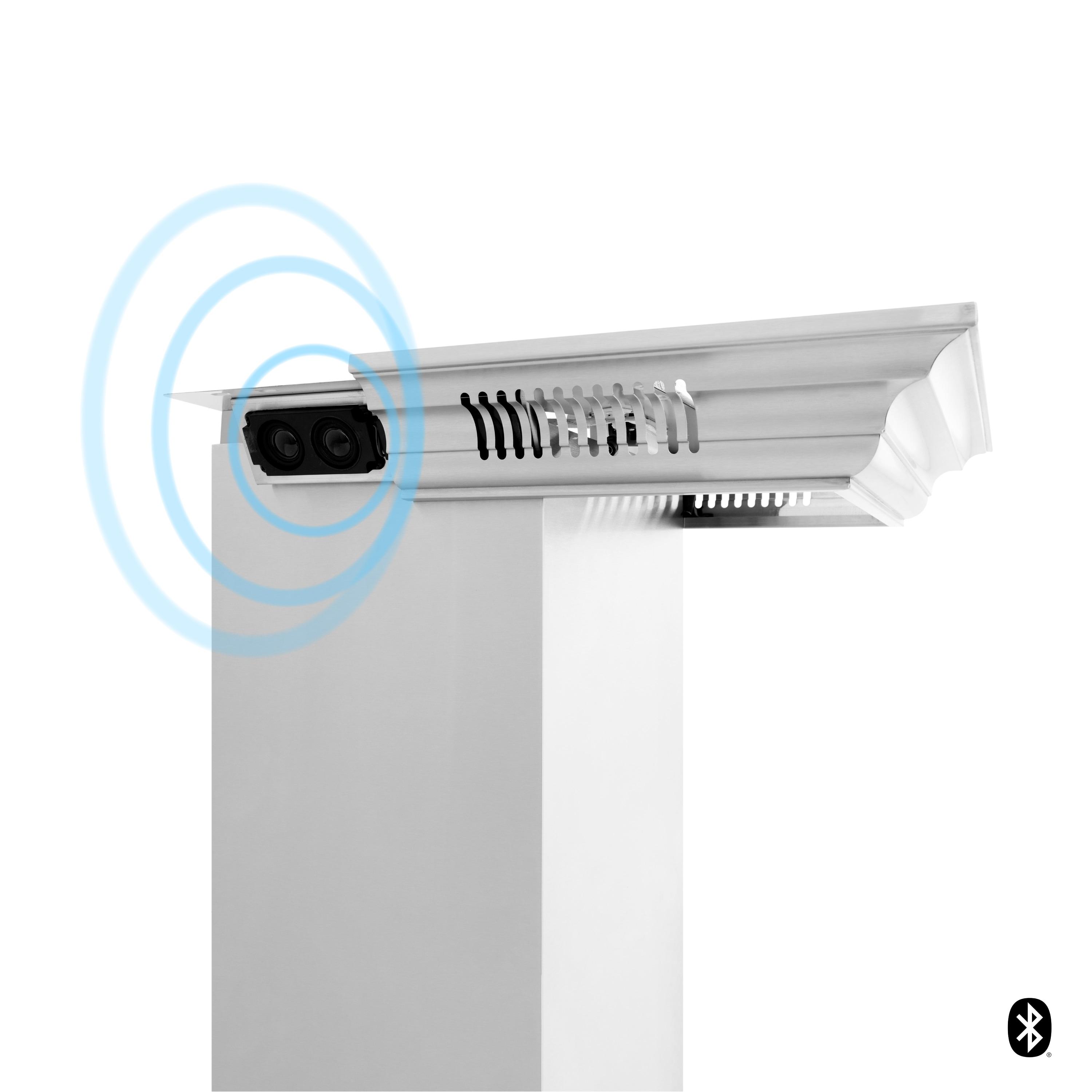 30 in. ZLINE CrownSoundDucted Vent Wall Mount Range Hood in Stainless Steel W/ Bluetooth Speakers (KF2CRN-BT-30)