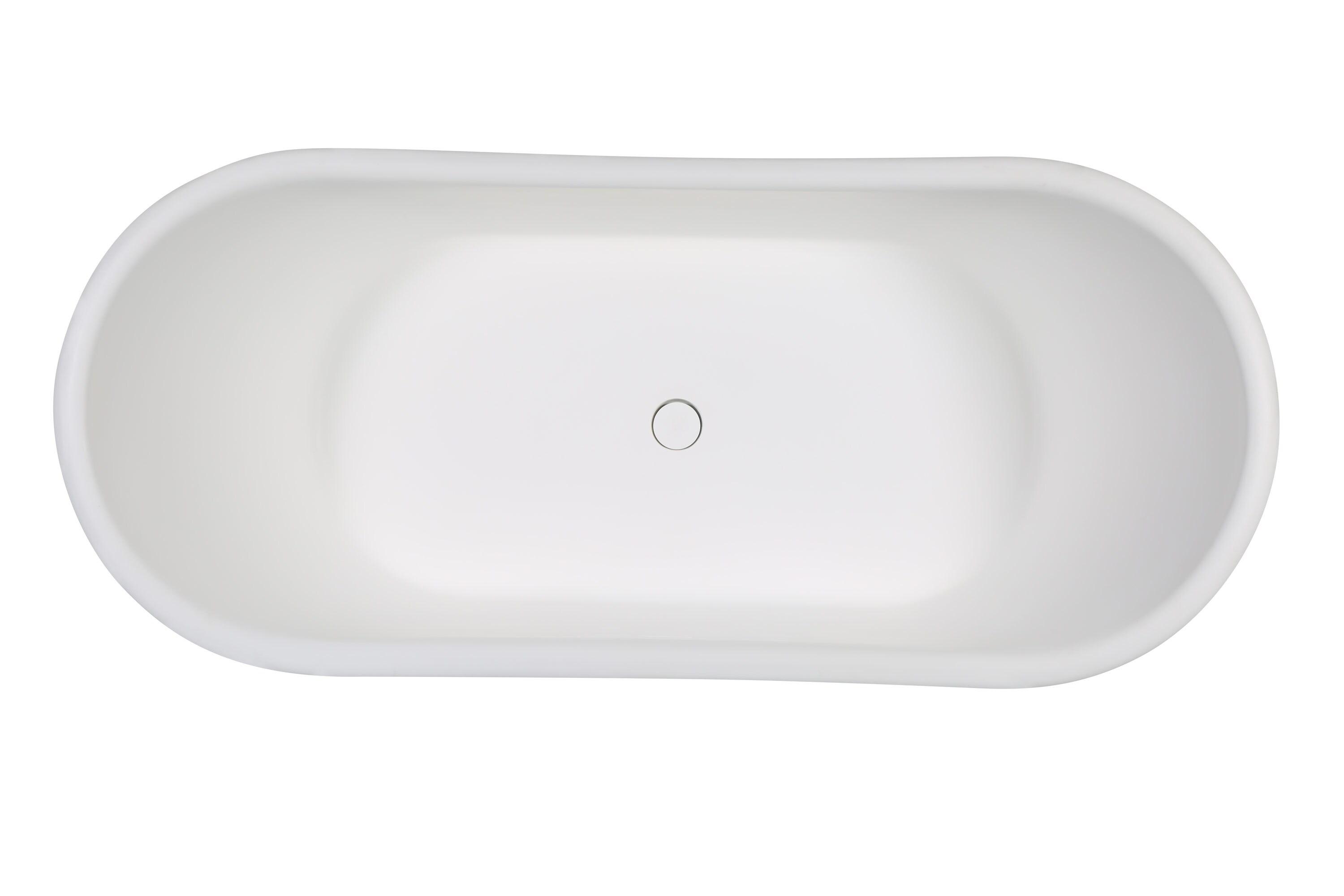 63.4'' x 29.5'' Freestanding Soaking Stone Bathtub