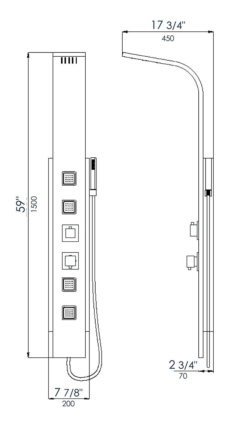 59'' Shower Panel with Fixed Shower Head