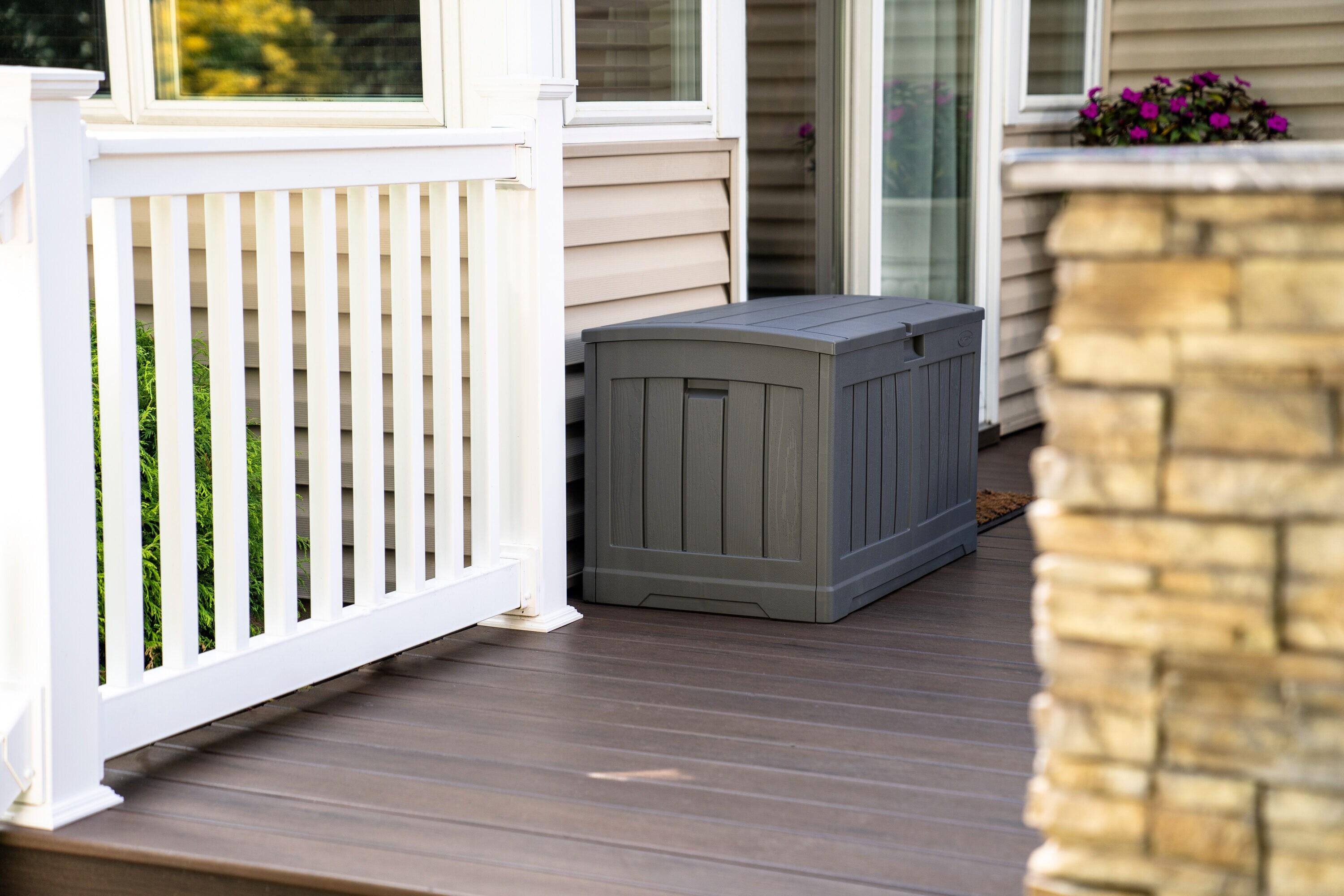 Suncast Suncast 50 Gallon Plastic Deck Box with Molded Lockable Feature for Home, Gray