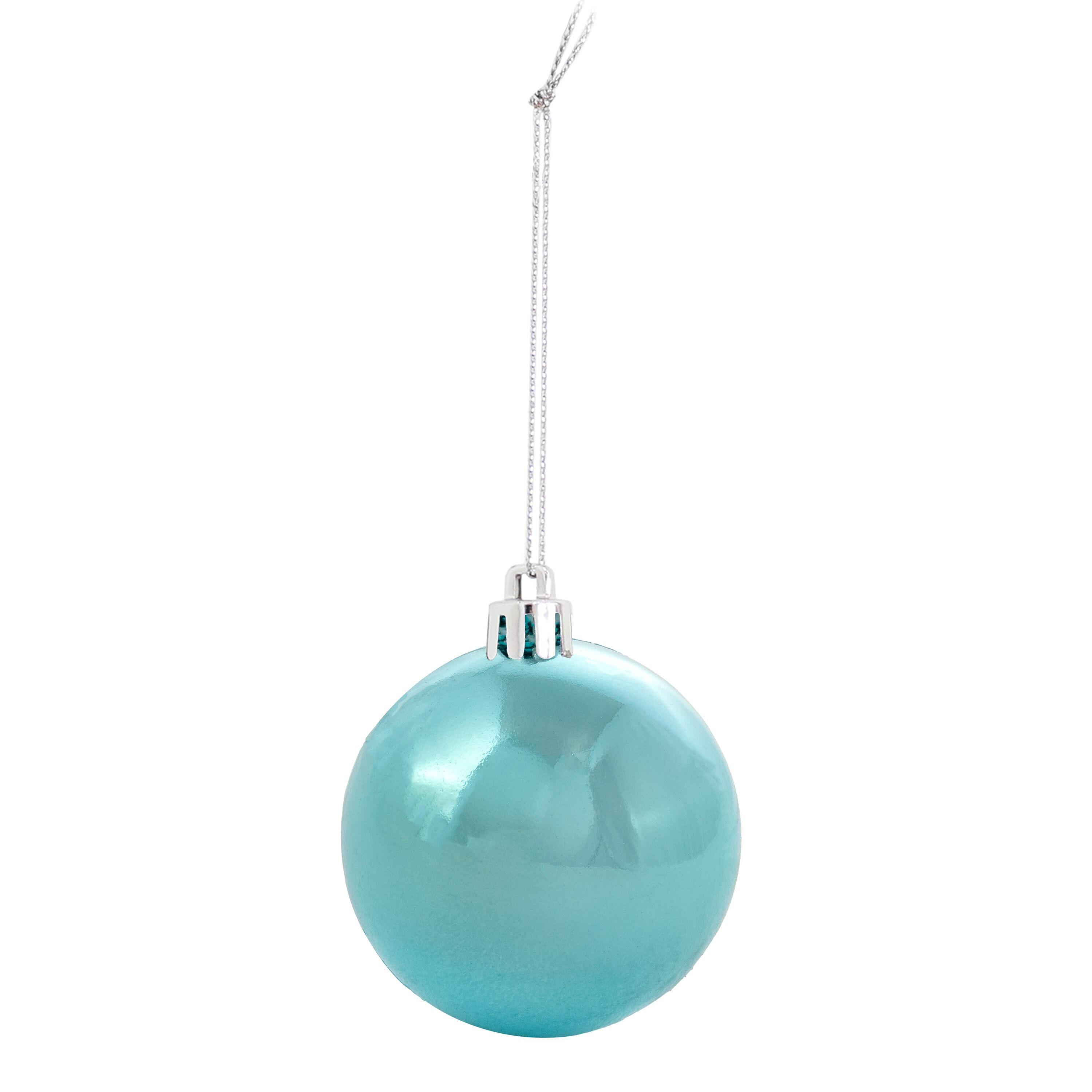 Sunnydaze Indoor Christmas Holiday Tree Shatterproof Merry Medley Ball Ornaments with Hooks - 2" - Turquoise and Blue - 24pc