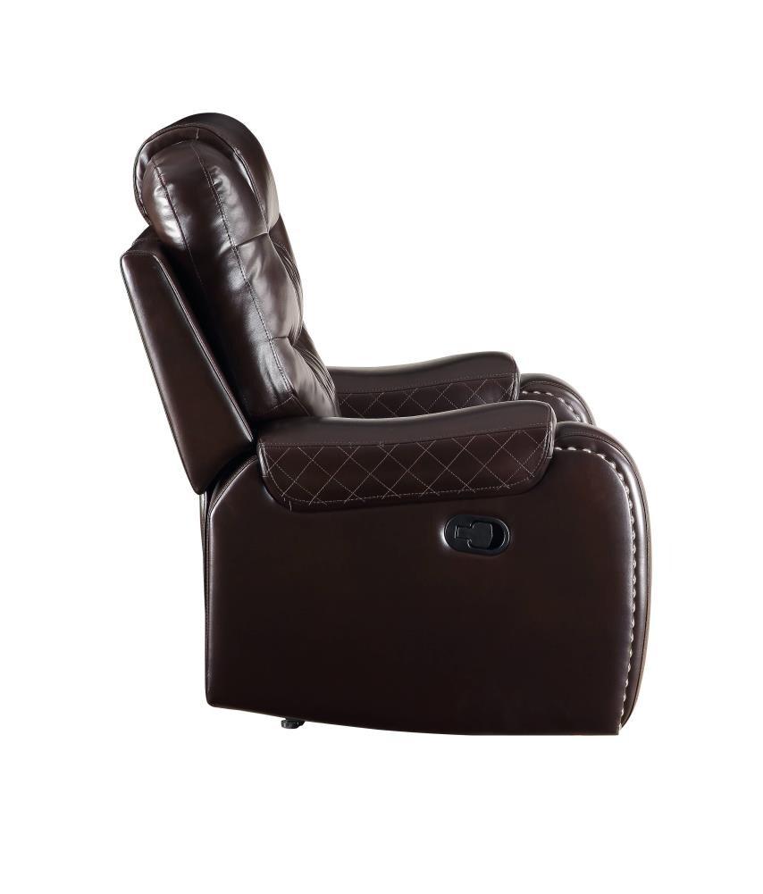 78" Braylon Active Sitting Chair Brown PU - Acme Furniture: Loveseat with Console & Cup Holders