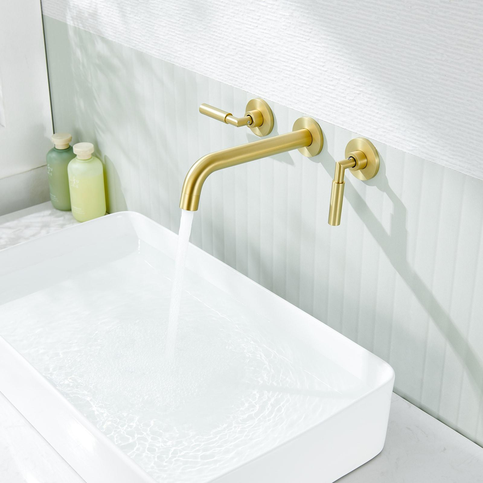 10.08" Widespread Bathroom Faucet 3 Hole, 2-handle Bathroom Sink Faucet with Drain Assembly
