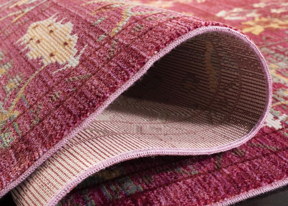 SAFAVIEH Valencia Grigor Traditional Polyester Area Rug, Fuchsia/Multi, 6'7" x 6'7" Square