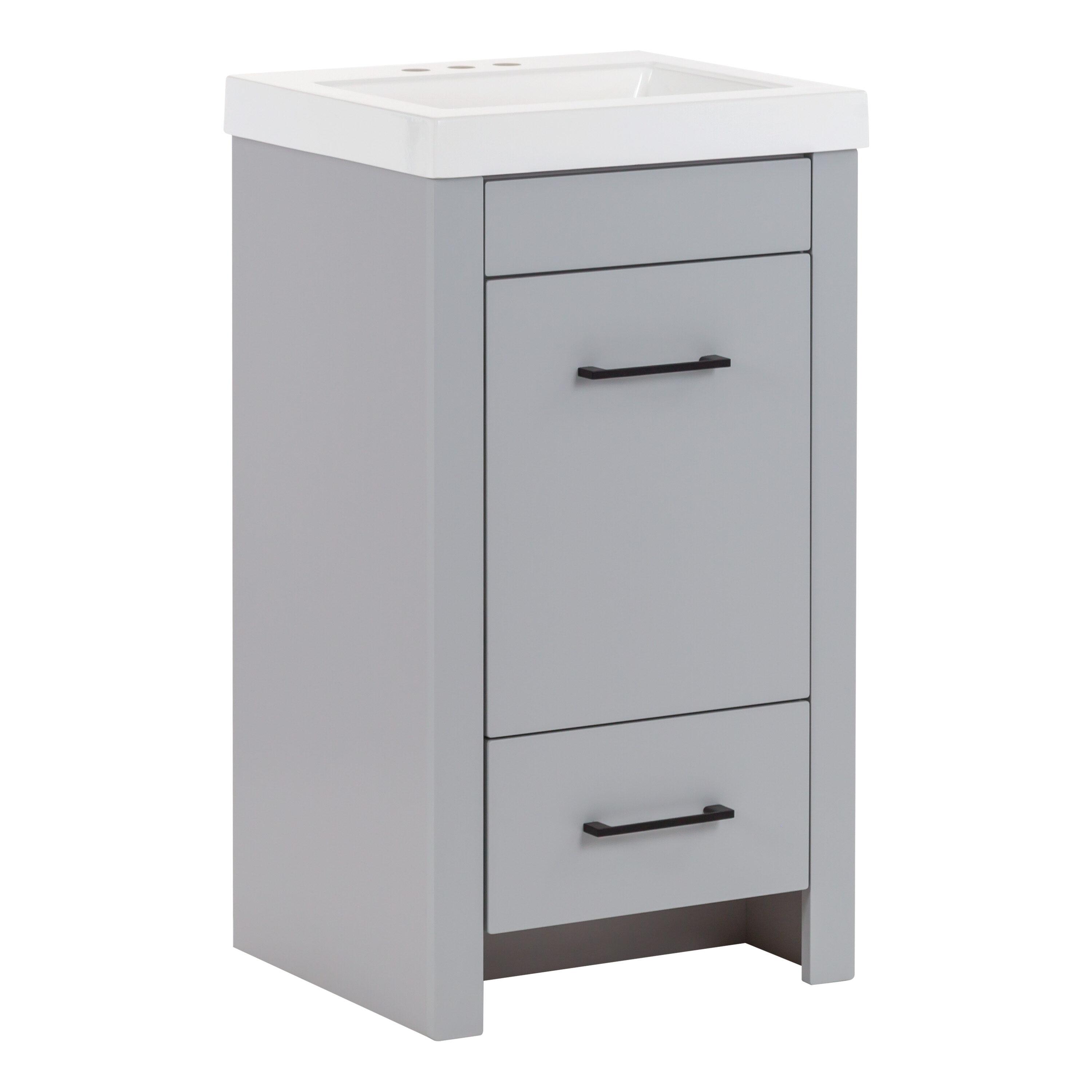 Diamond NOW Winnie 18-in Pearl Gray Single sink Bathroom Vanity with White Cultured marble Top