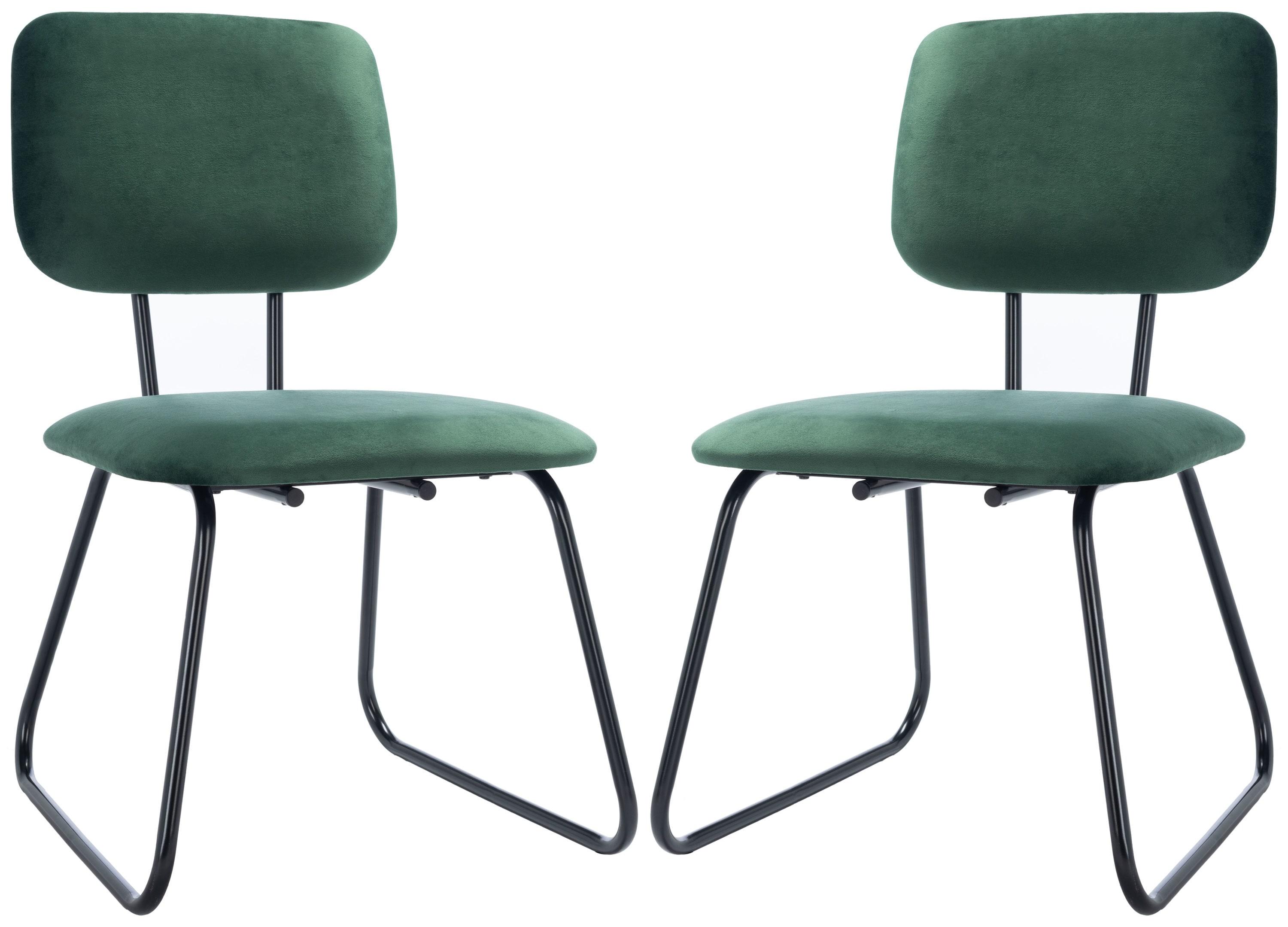 Chavelle Side Chair (Set Of 2) - Malachite Green/Black - Safavieh