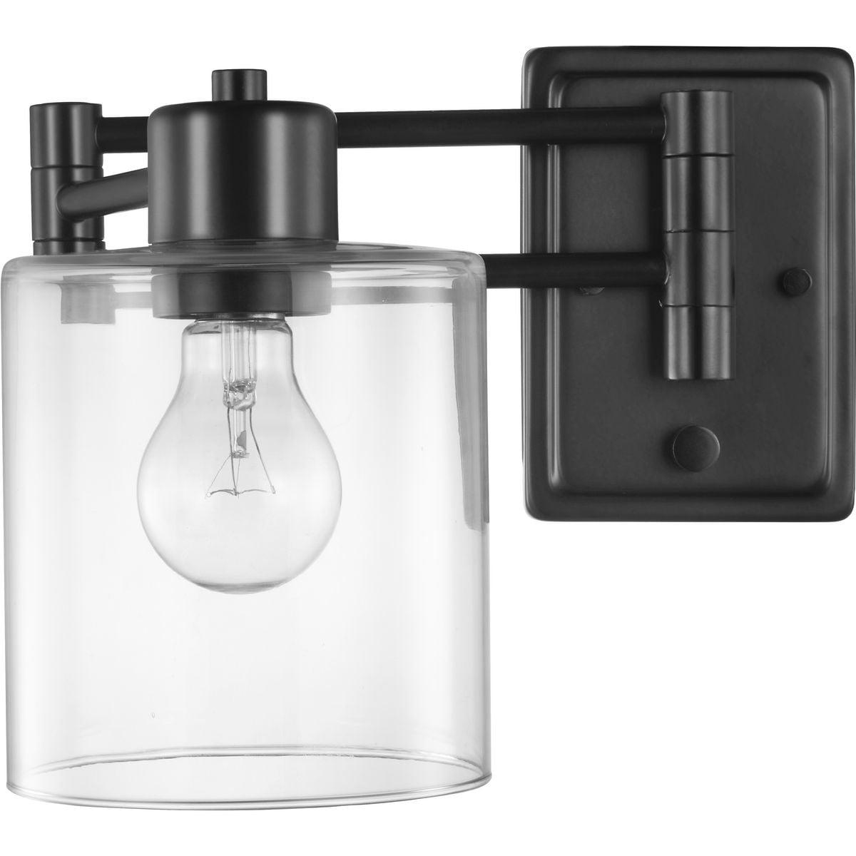 Progress Lighting Milner 1-Light Wall Bracket, Black, Clear Glass Shade