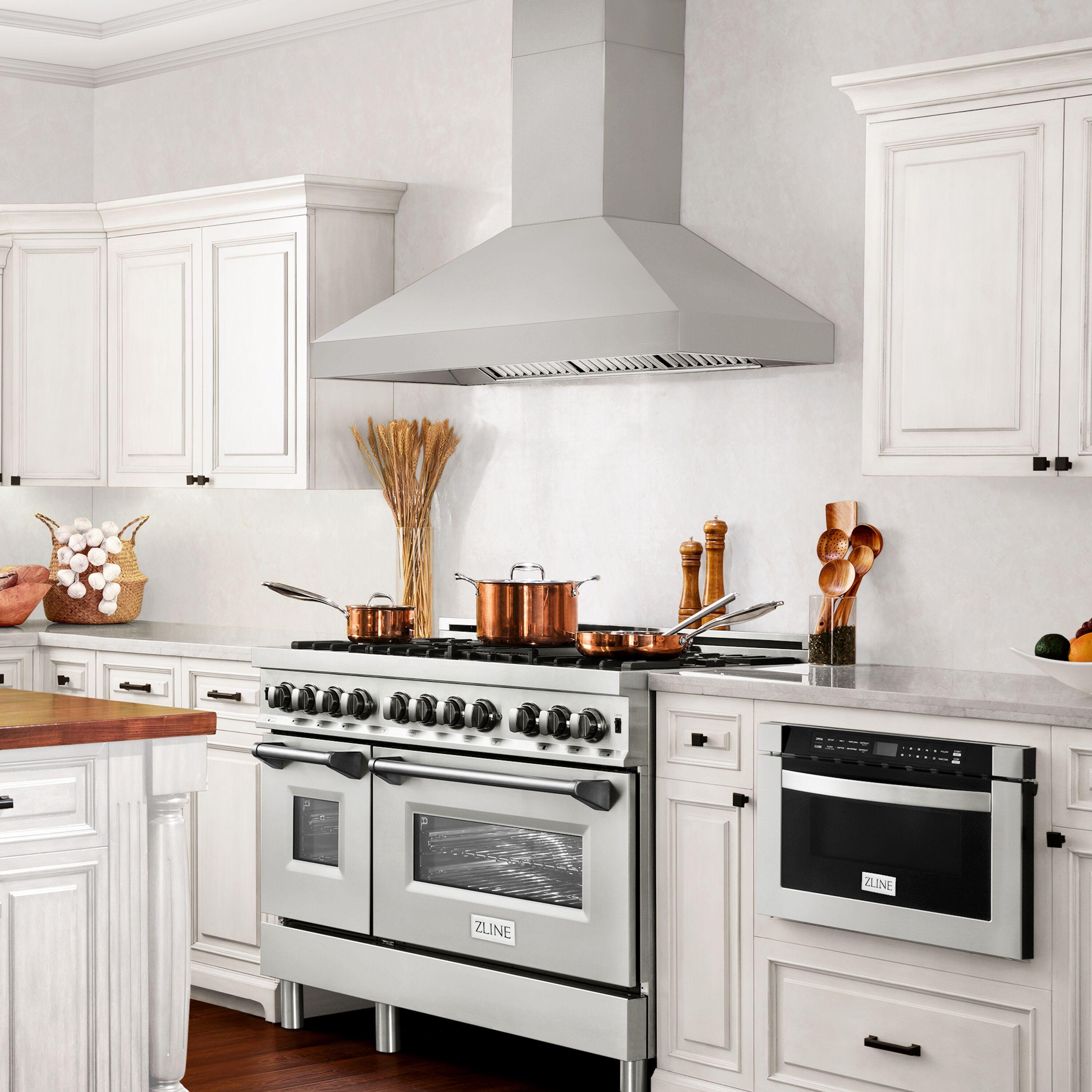 ZLINE ZLINE 36 in. Designer Series Satin Stainless Steel Convertible Vent Wall Mount Range Hood 8KBS-36