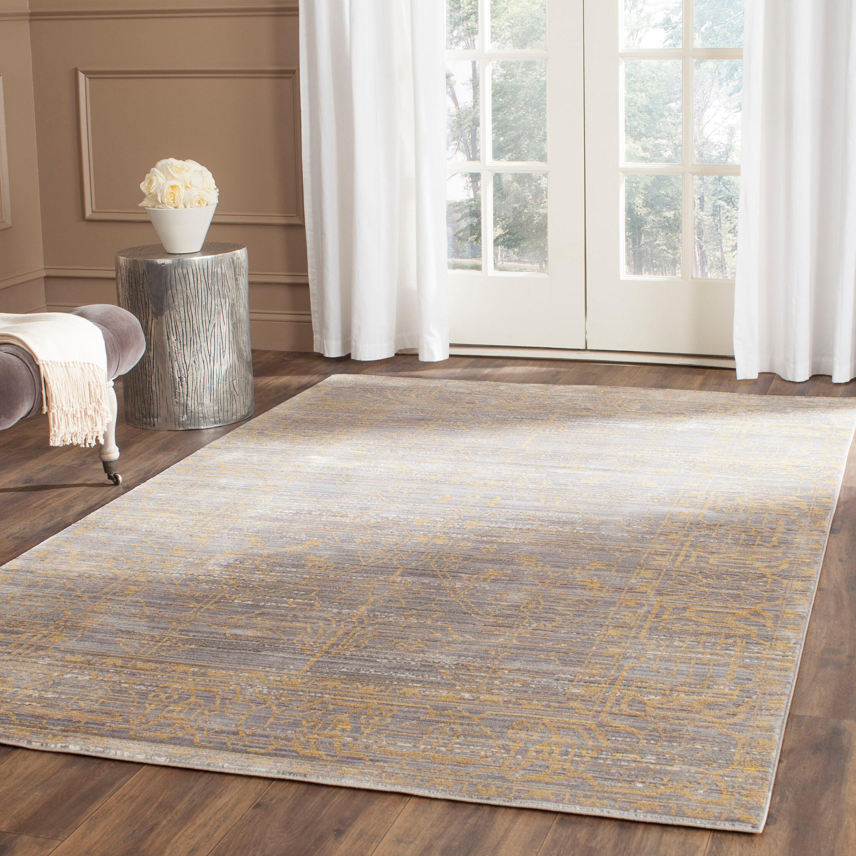SAFAVIEH Valencia Julian Overdyed Polyester Area Rug, Grey/Gold, 3' x 5'