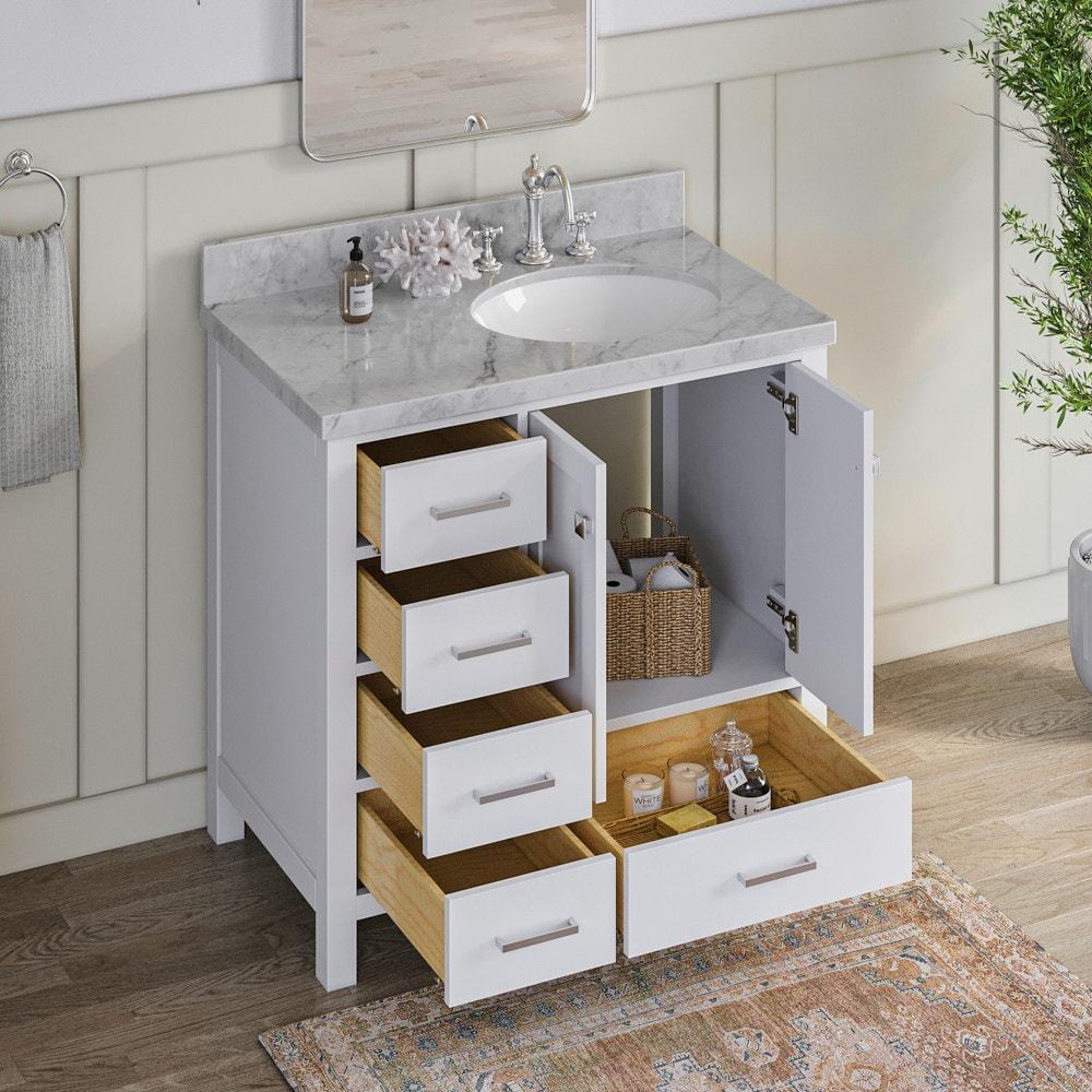 Ariel A037s-R-Bc Cambridge 36" Single Free Standing Wood Vanity Cabinet Only - White