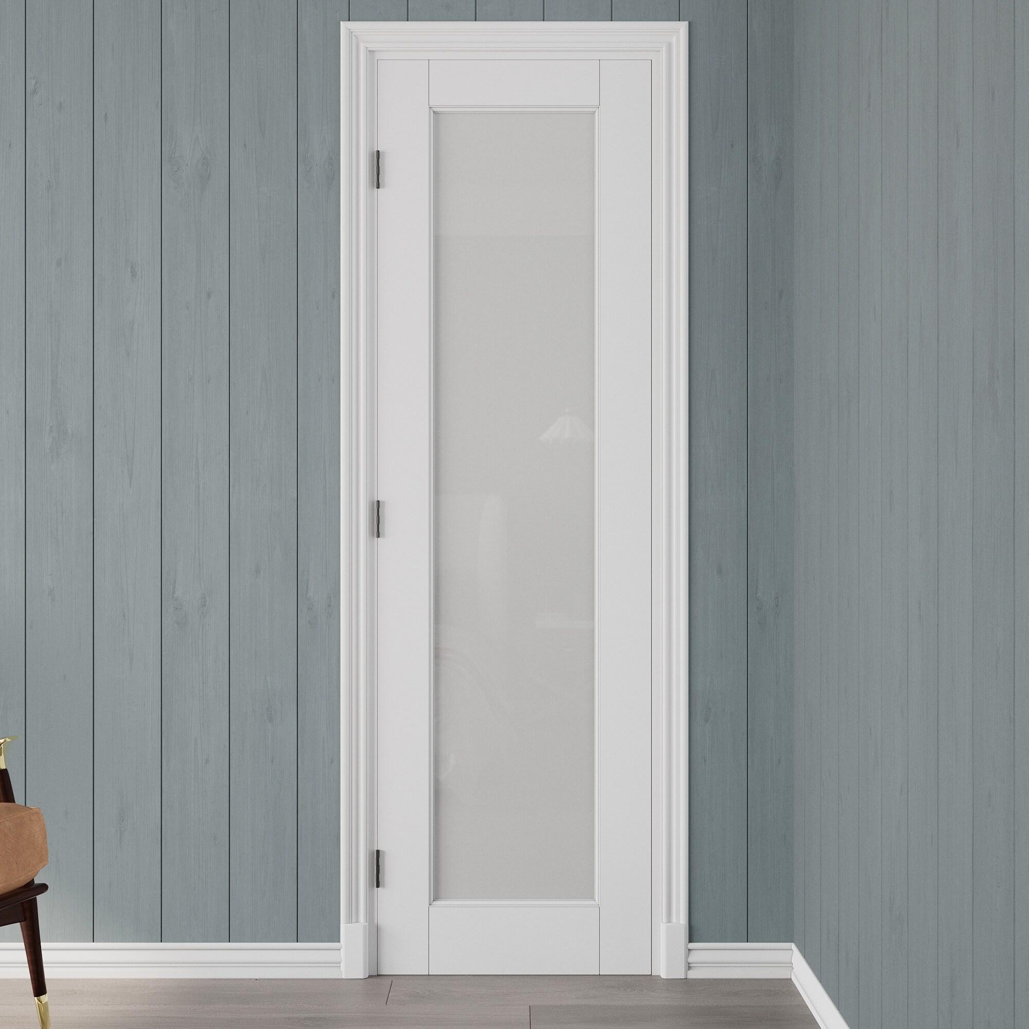 EightDoors 80-in Frosted Glass 1-Lite Wood Painted French Doors