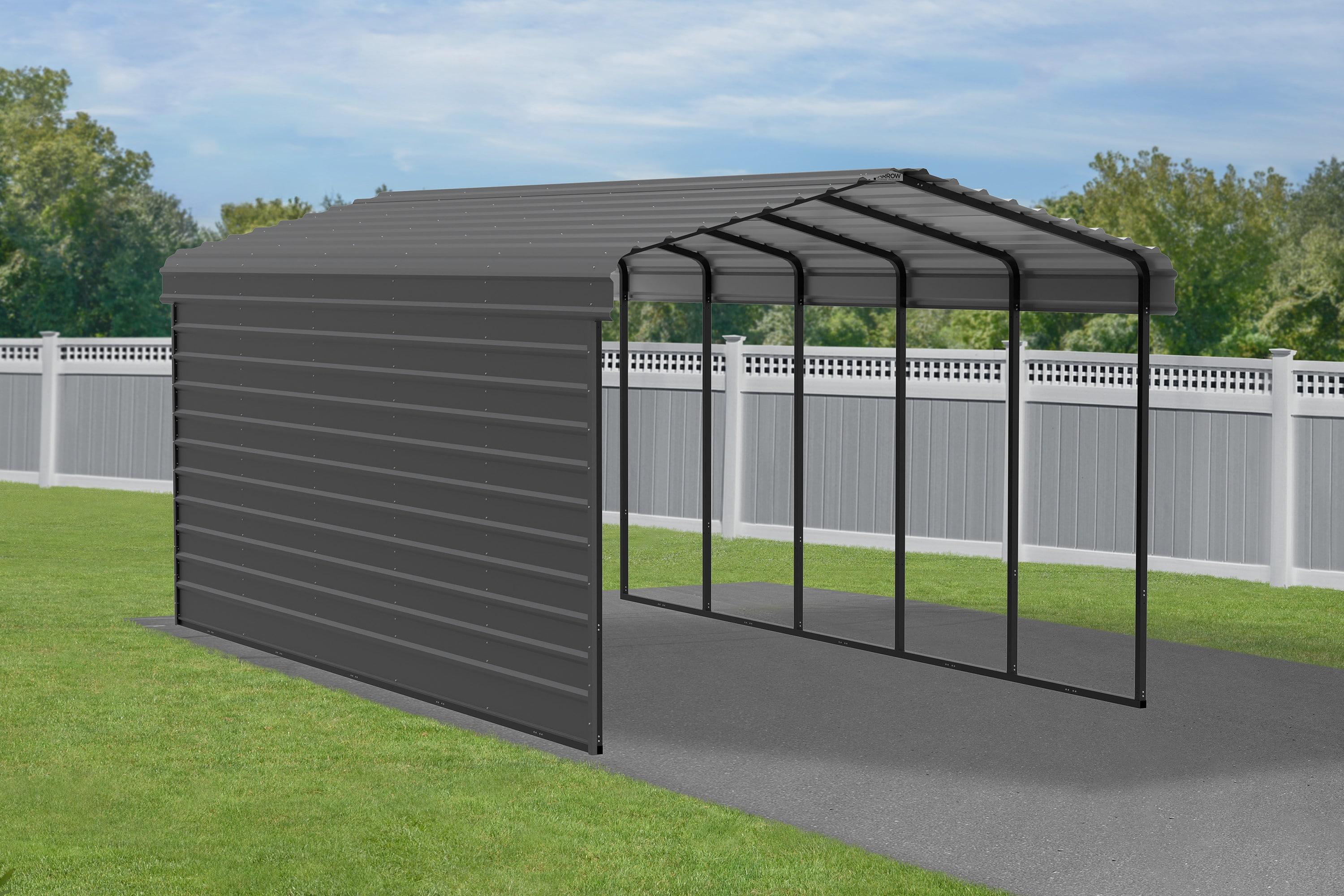 Arrow 24 x 12 ft Eggshell Carport with 1-sided Enclosure