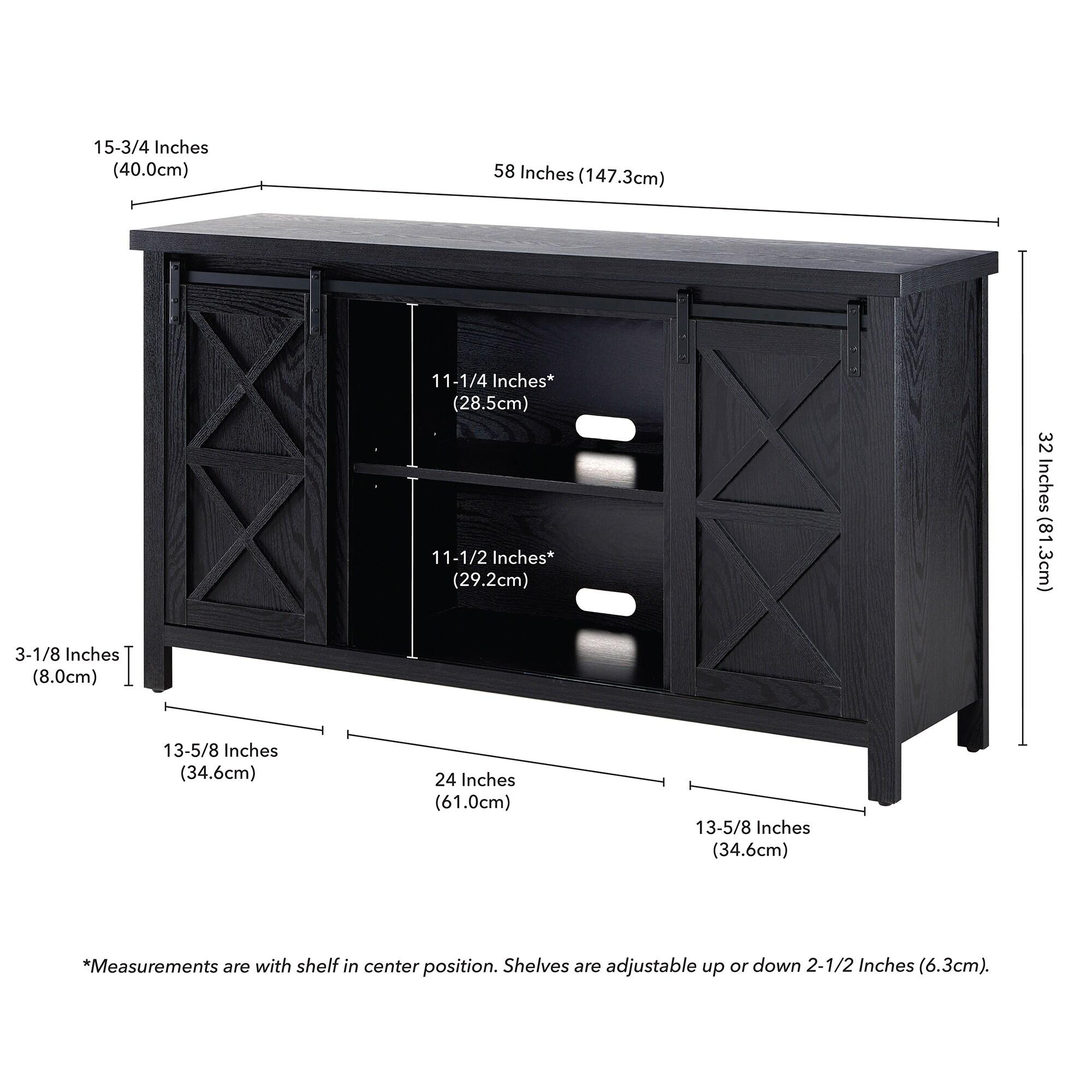 Evelyn&Zoe Elmwood Rectangular TV Stand for TV's up to 65", Black Grain