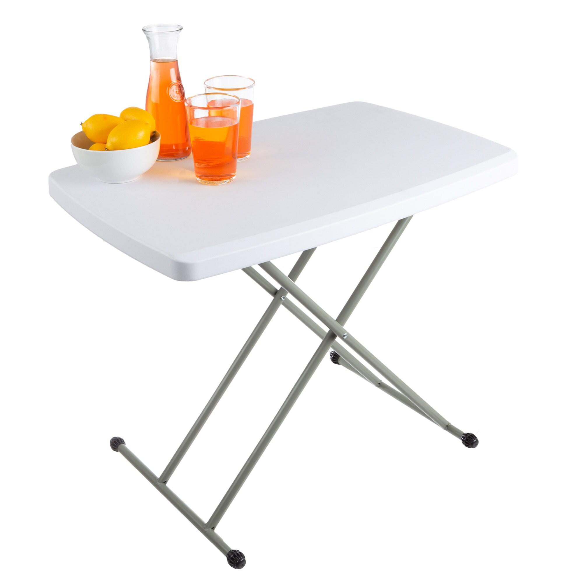 Hastings Home 30" Adjustable Folding Utility Table and TV Tray, White