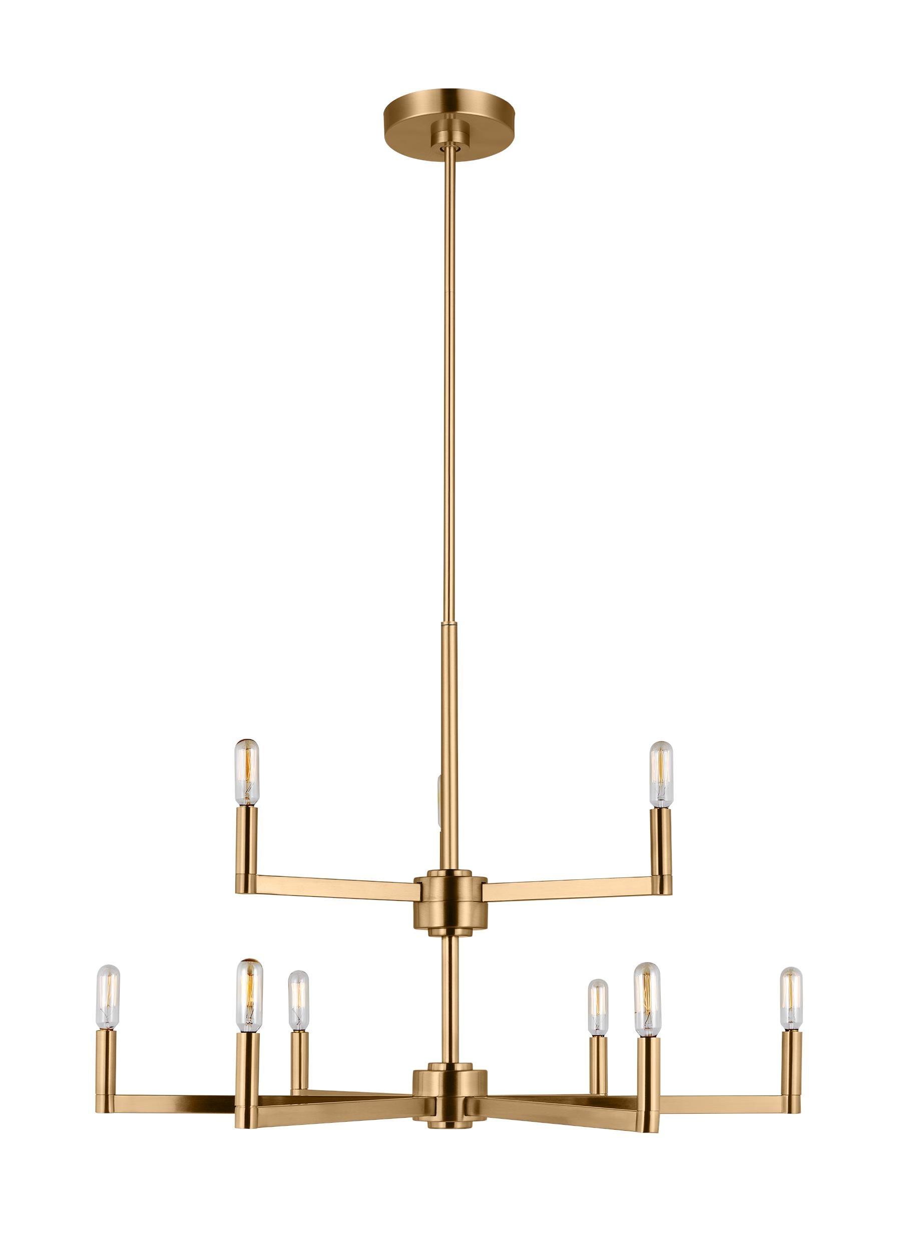 Fullton Sleek Satin Brass 9-Light Minimalistic Chandelier