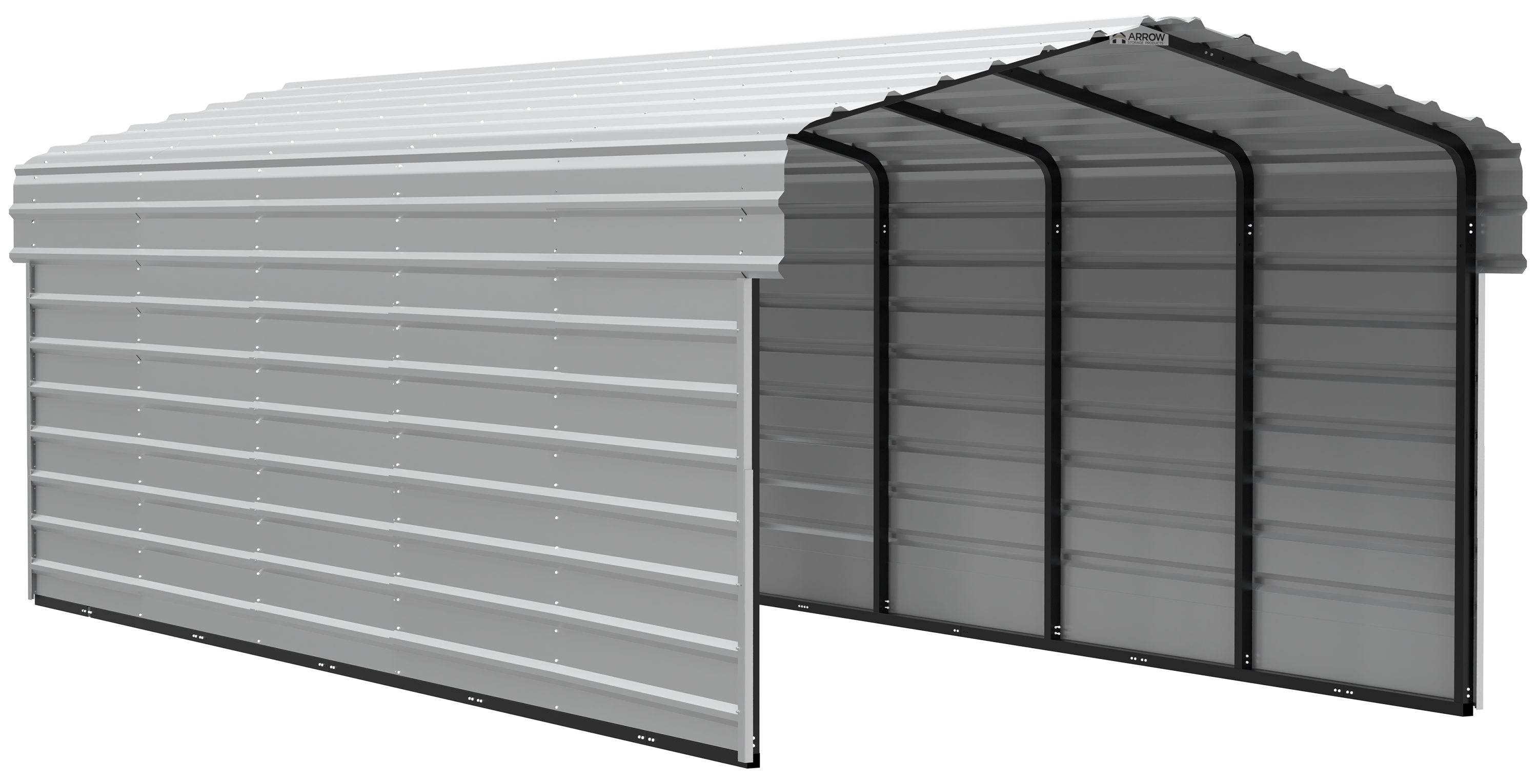 Arrow 24 x 10 ft Charcoal Carport with 2-sided Enclosure