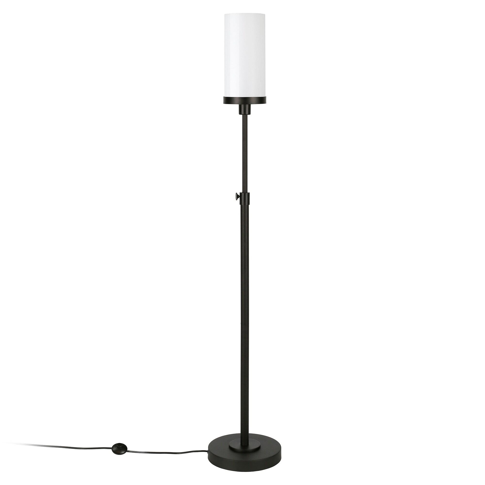 Evelyn&Zoe Frieda 66" Tall Floor Lamp with Glass Shade in Blackened Bronze/White Milk