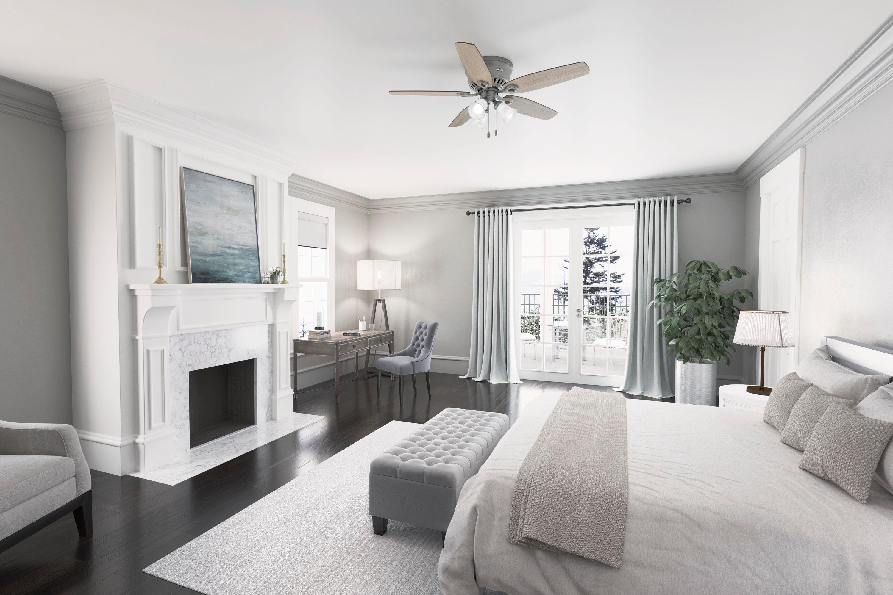 Builder Low Profile 52" 5 - Blade Flush Mount Ceiling Fan with Lights and Pull Chains