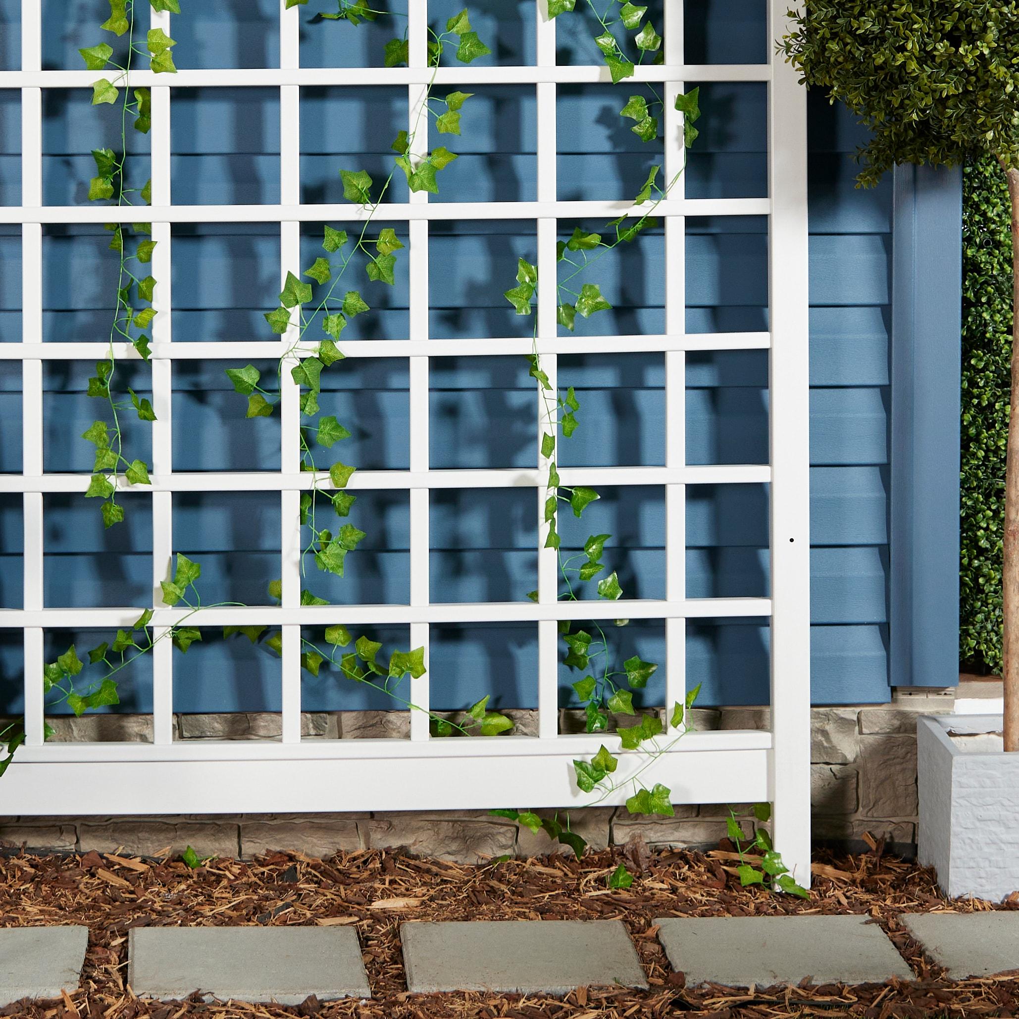 Dura-Trel Winchester 57"x95" PVC Vinyl Outdoor Garden Trellis Support for Vines, Climbing Plants, Flowers, & Vegetables w/Wall Mounting Screws, White