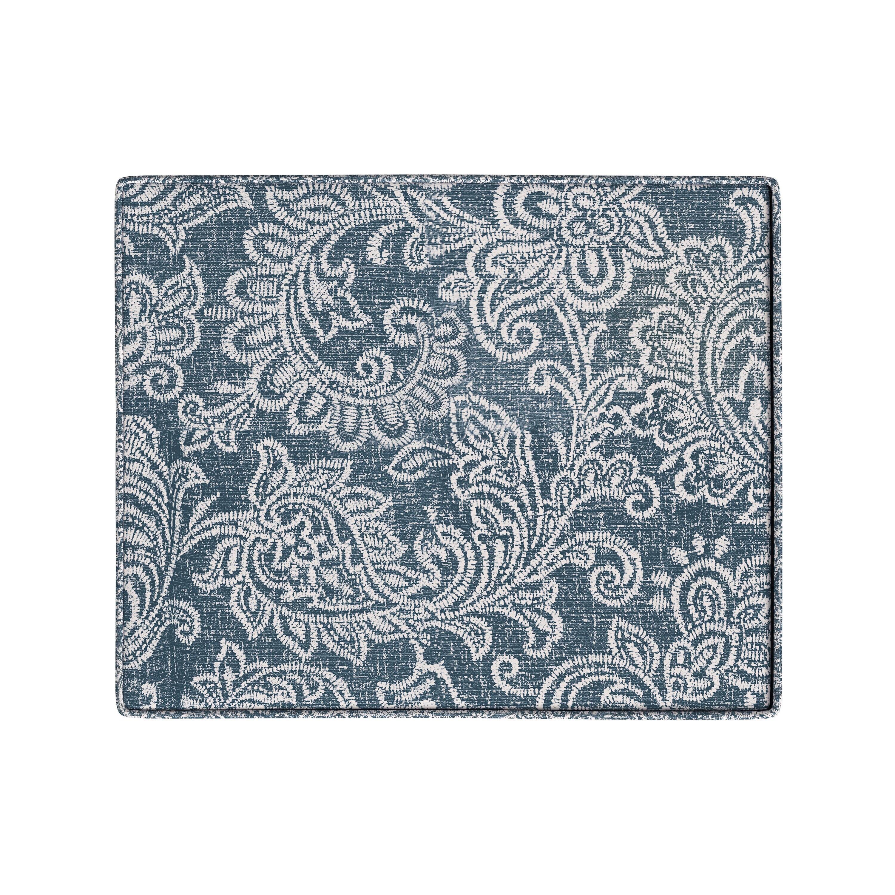 Medium Storage Ottoman Denim - HomePop: Upholstered Footstool, Botanical Pattern, Hardwood Frame