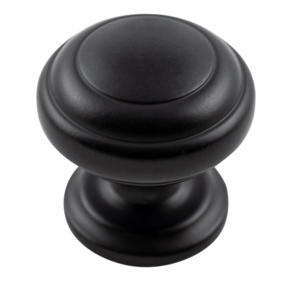 Zephyr Collection Knob 1-1/4 Inch Diameter Matte Black Finish