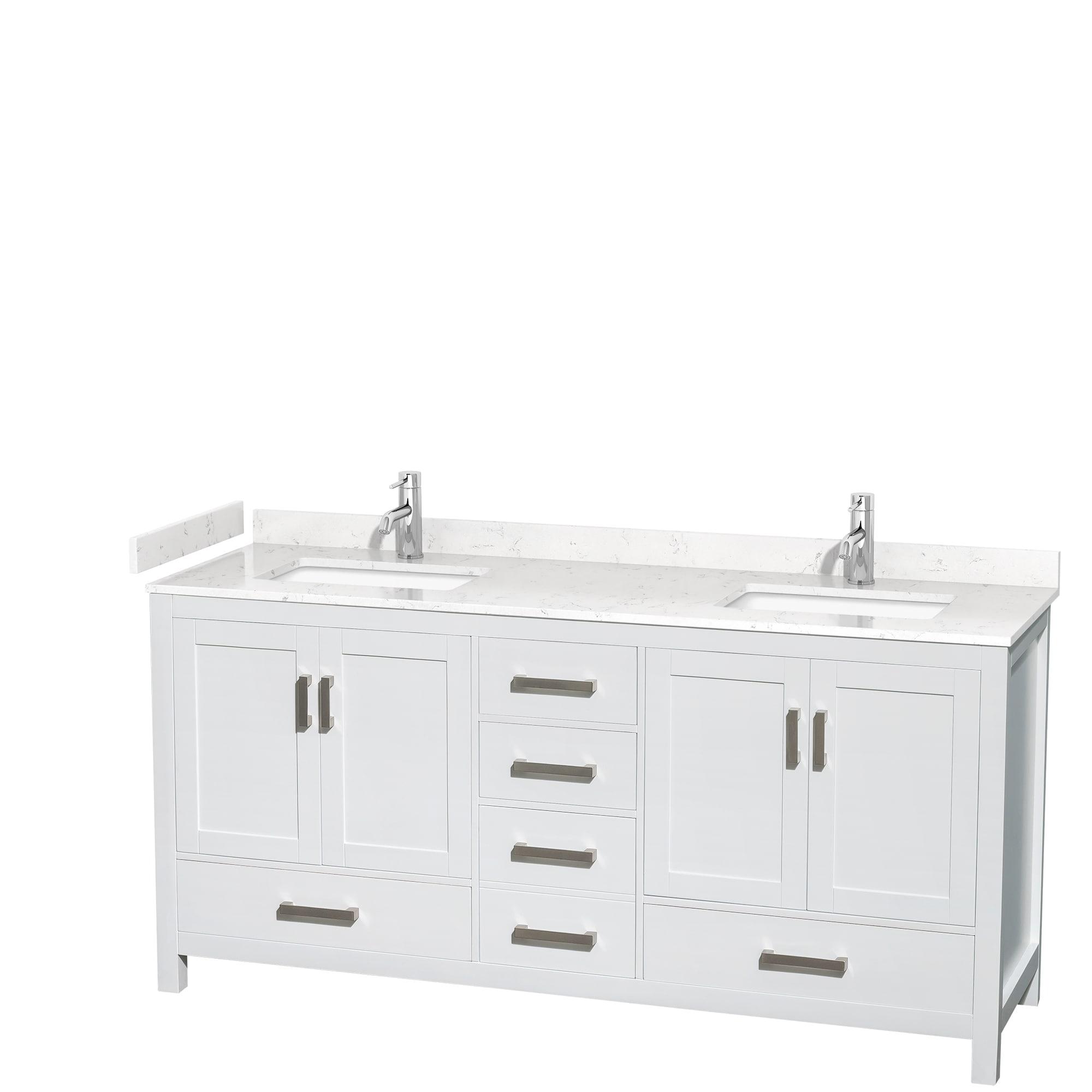 Wyndham Collection Sheffield 72" Freestanding Double Bathroom Vanity with Cultured Marble Top