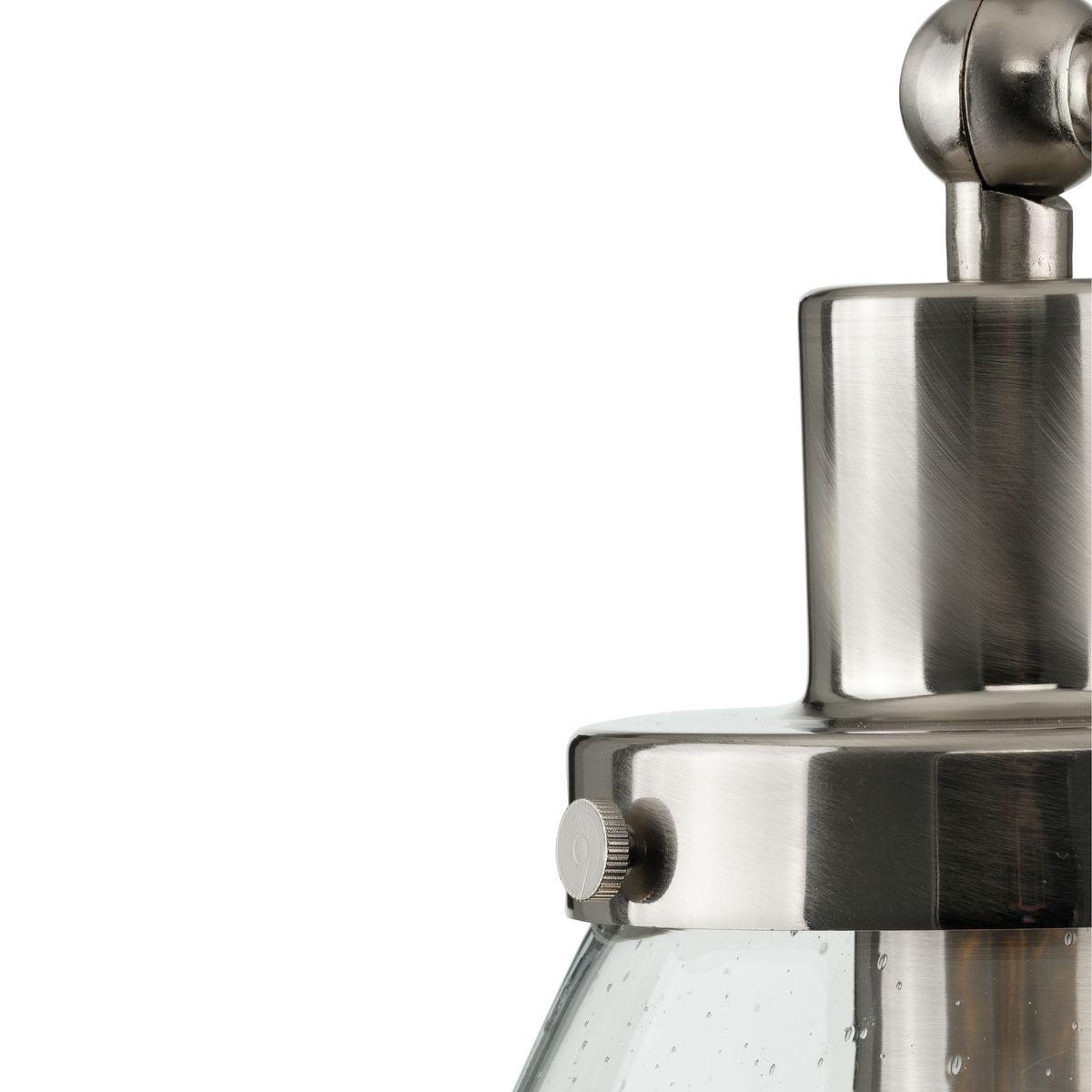 Progress Lighting Hinton 1-Light Industrial Pendant, Brushed Nickel, Seeded Glass Shade