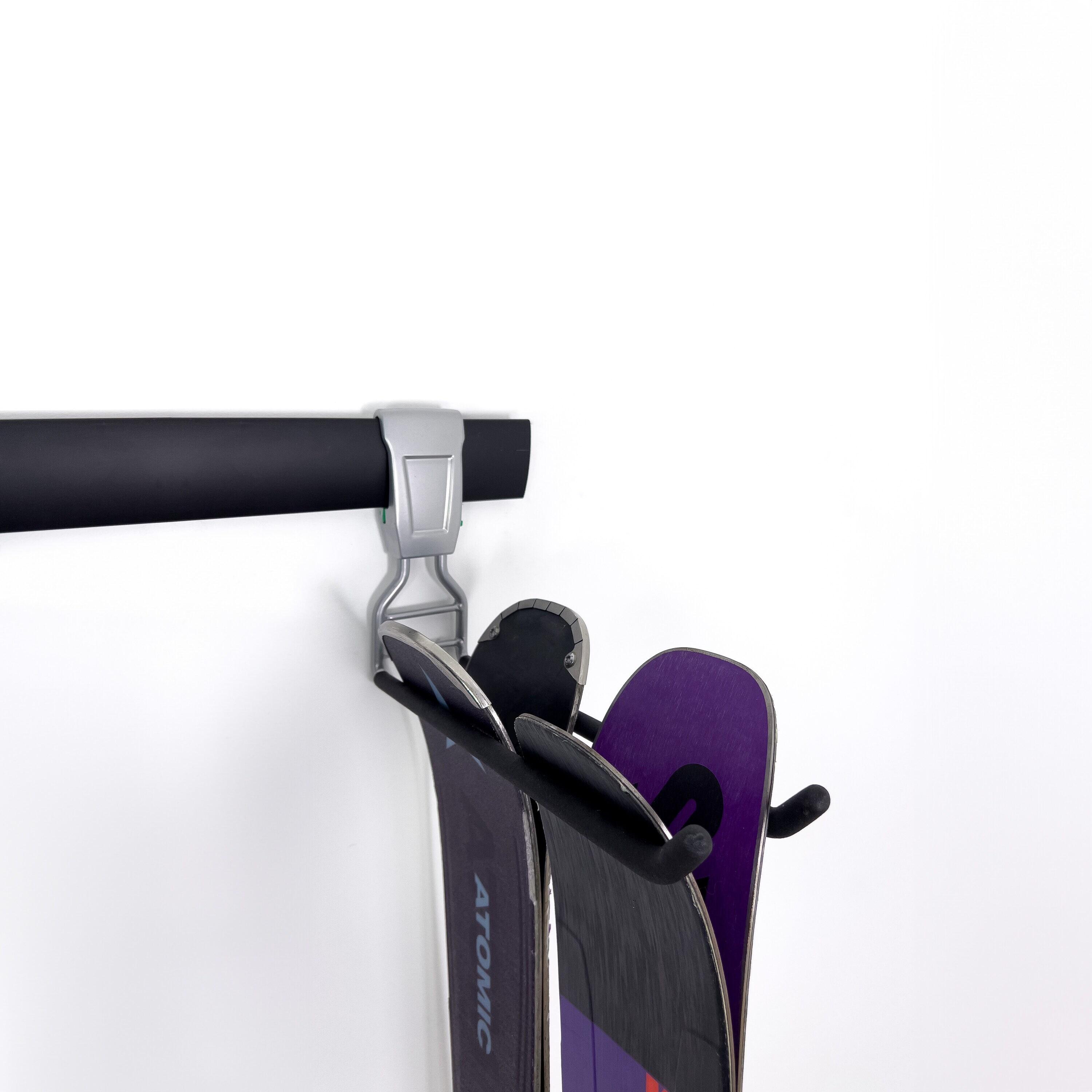 SafeRacks Wall Mounted Ski/Snowboard Rack - Includes 5 Storage Hooks - 500lb Max Capacity