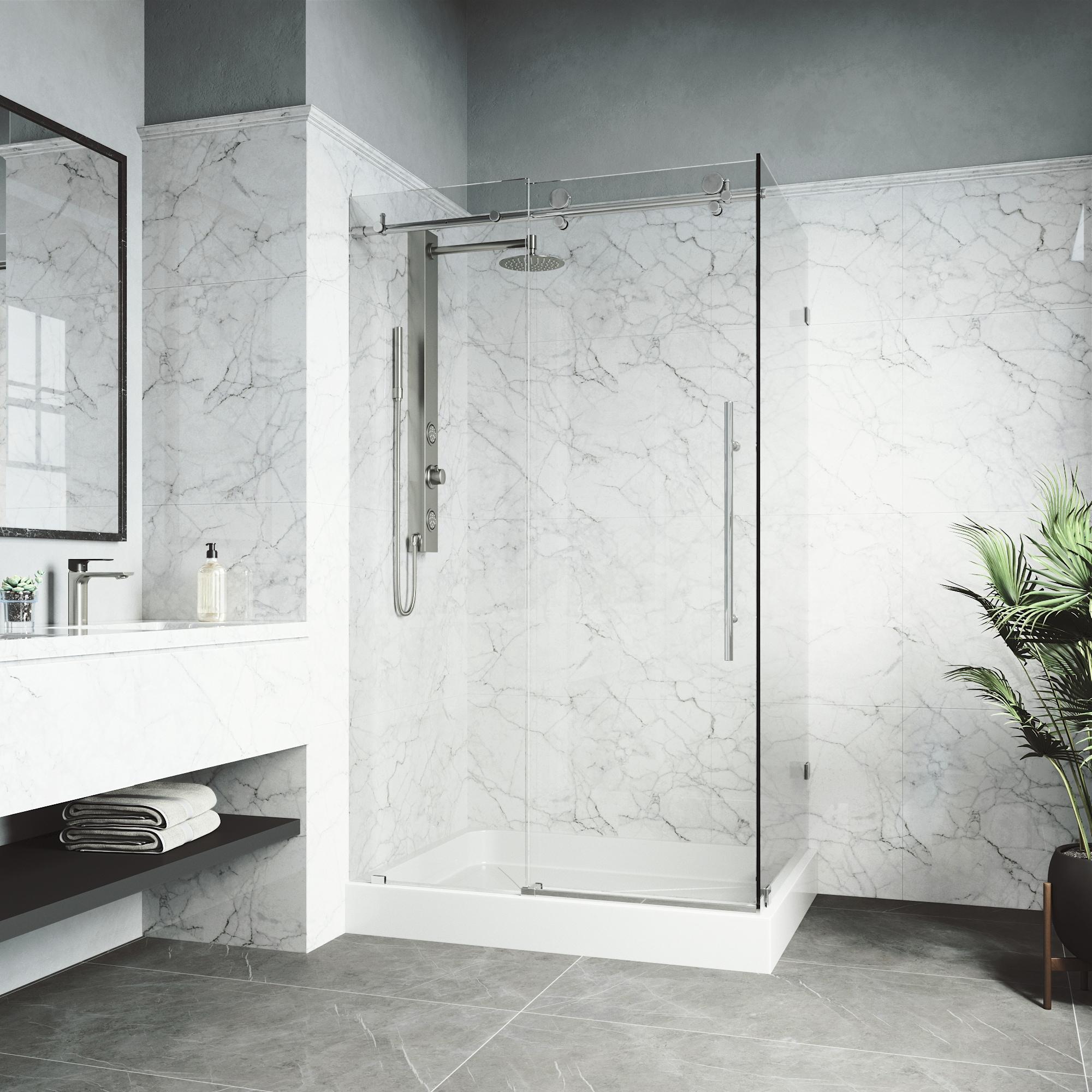 Elan E-class 48" W x 36" D x 82" H Sliding Frameless Shower Enclosure with 3/8" Clear Glass&Base