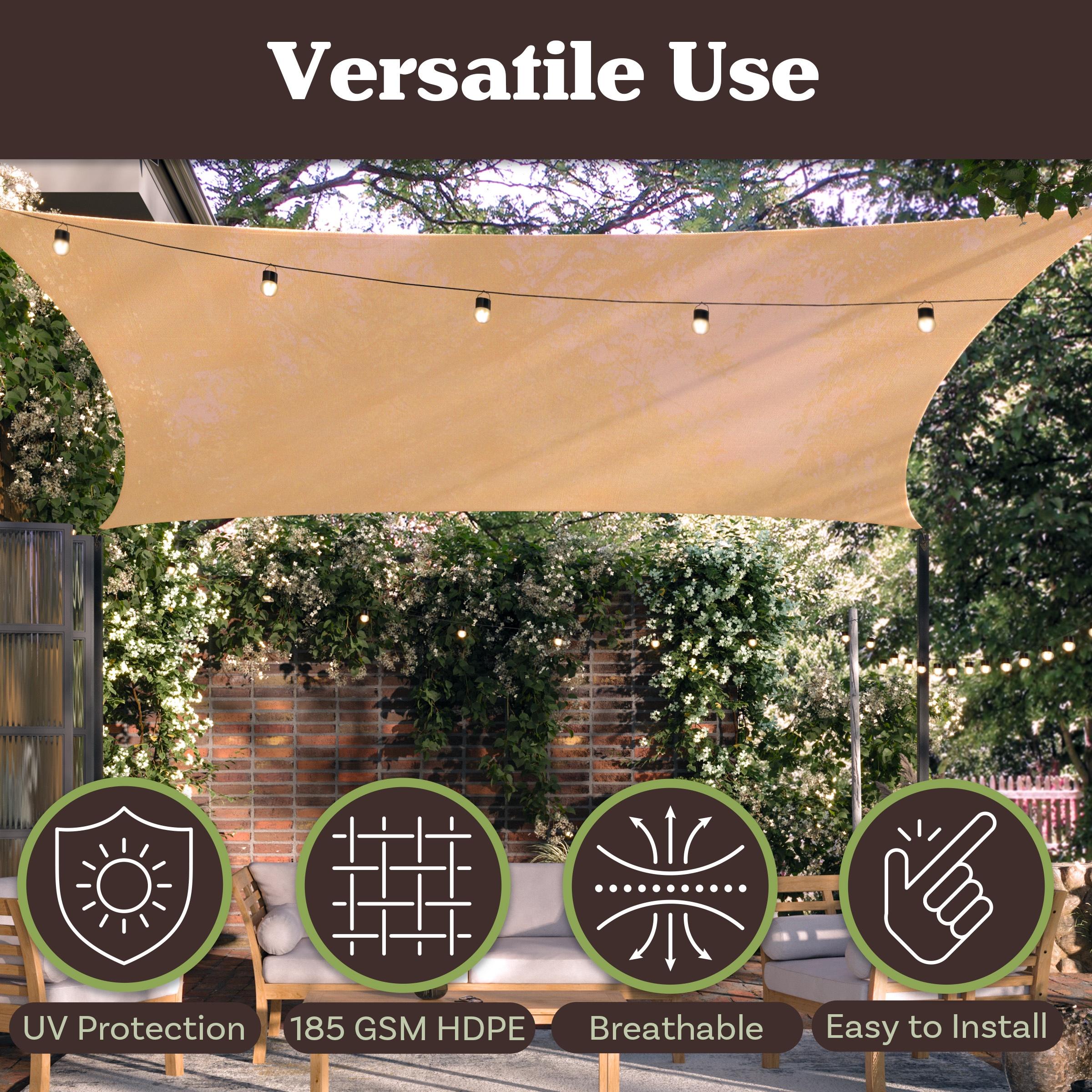 Pure Garden Sun Shade Canopy - 10x13ft Curved Rectangle Sun Shade Sail with UV Protection - Sun Shades Outdoor Patio or Pool Canopy - Sunshades for Patio, Yard, Deck or Outdoor Activities by Pure Garden